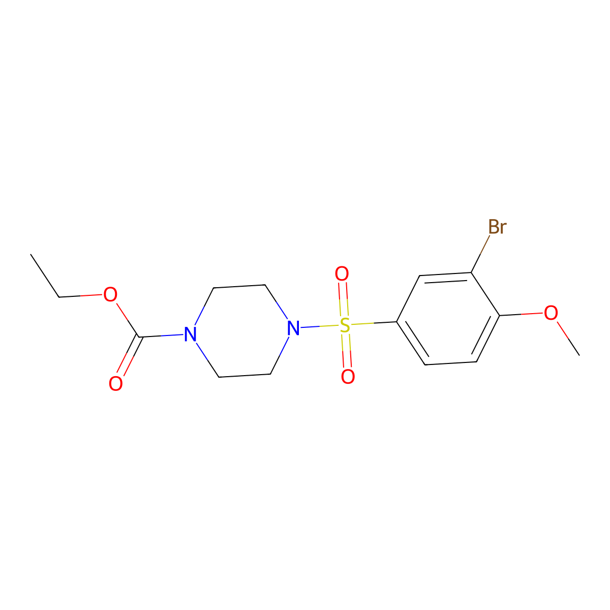 4-(3-Bromo-4-methoxy-benzenesulfonyl)-piperazine-1-carboxylic acid ethyl ester molecular structure, CAS 354128-91-9