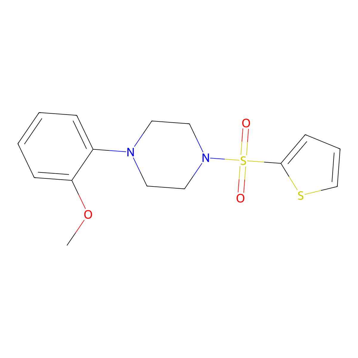1-(2-Methoxyphenyl)-4-thiophen-2-ylsulfonylpiperazine molecular structure, CAS 354128-92-0