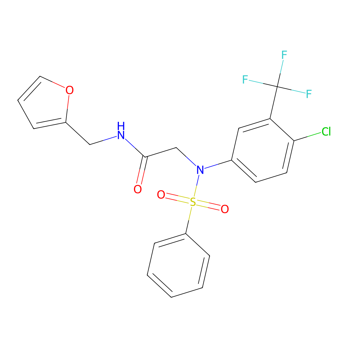 2-[N-(benzenesulfonyl)-4-chloro-3-(trifluoromethyl)anilino]-N-(furan-2-ylmethyl)acetamide molecular structure, CAS 354128-96-4