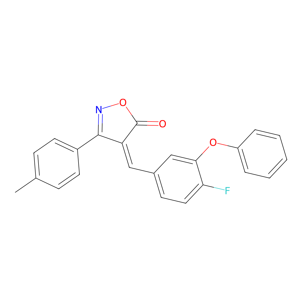 4-(4-Fluoro-3-phenoxybenzylidene)-3-(p-tolyl)isoxazol-5(4H)-one molecular structure, CAS 354129-83-2