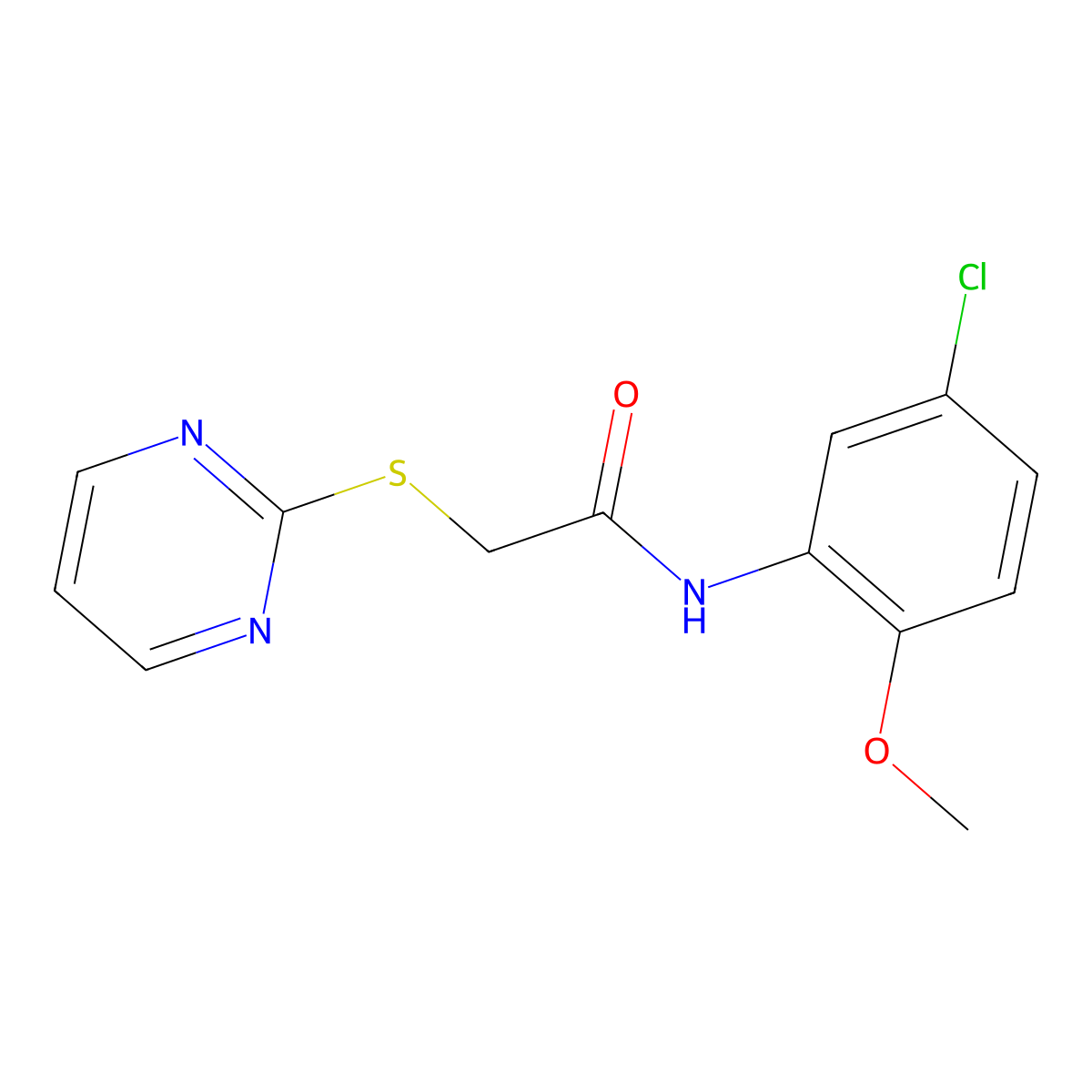 N-(5-chloro-2-methoxyphenyl)-2-pyrimidin-2-ylsulfanylacetamide molecular structure, CAS 354129-87-6