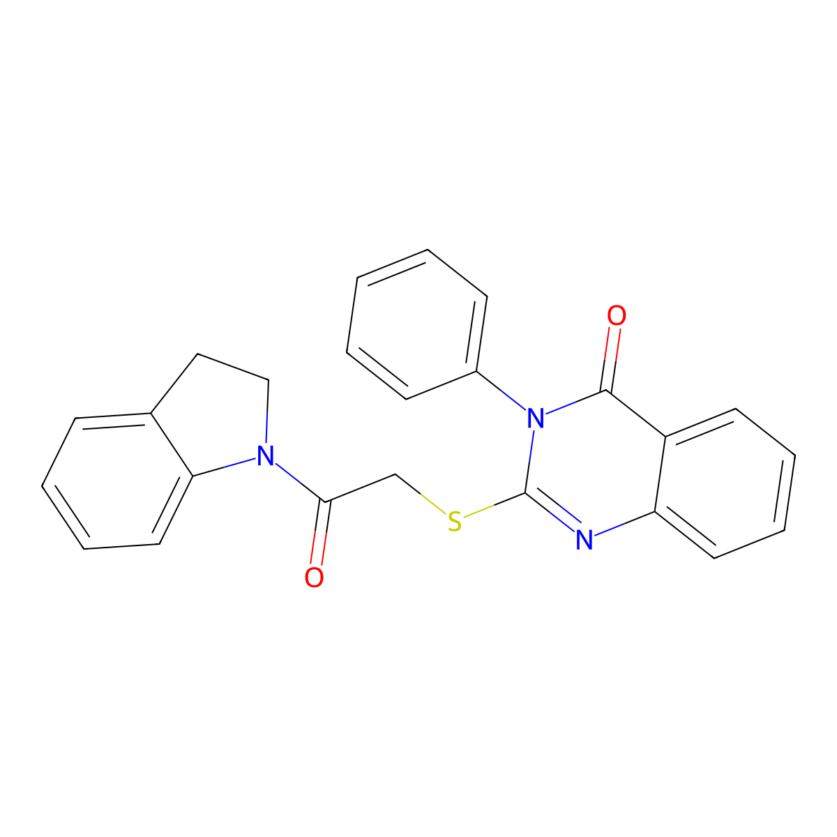 2-[2-(2,3-Dihydroindol-1-yl)-2-oxoethyl]sulfanyl-3-phenylquinazolin-4-one molecular structure, CAS 354130-07-7