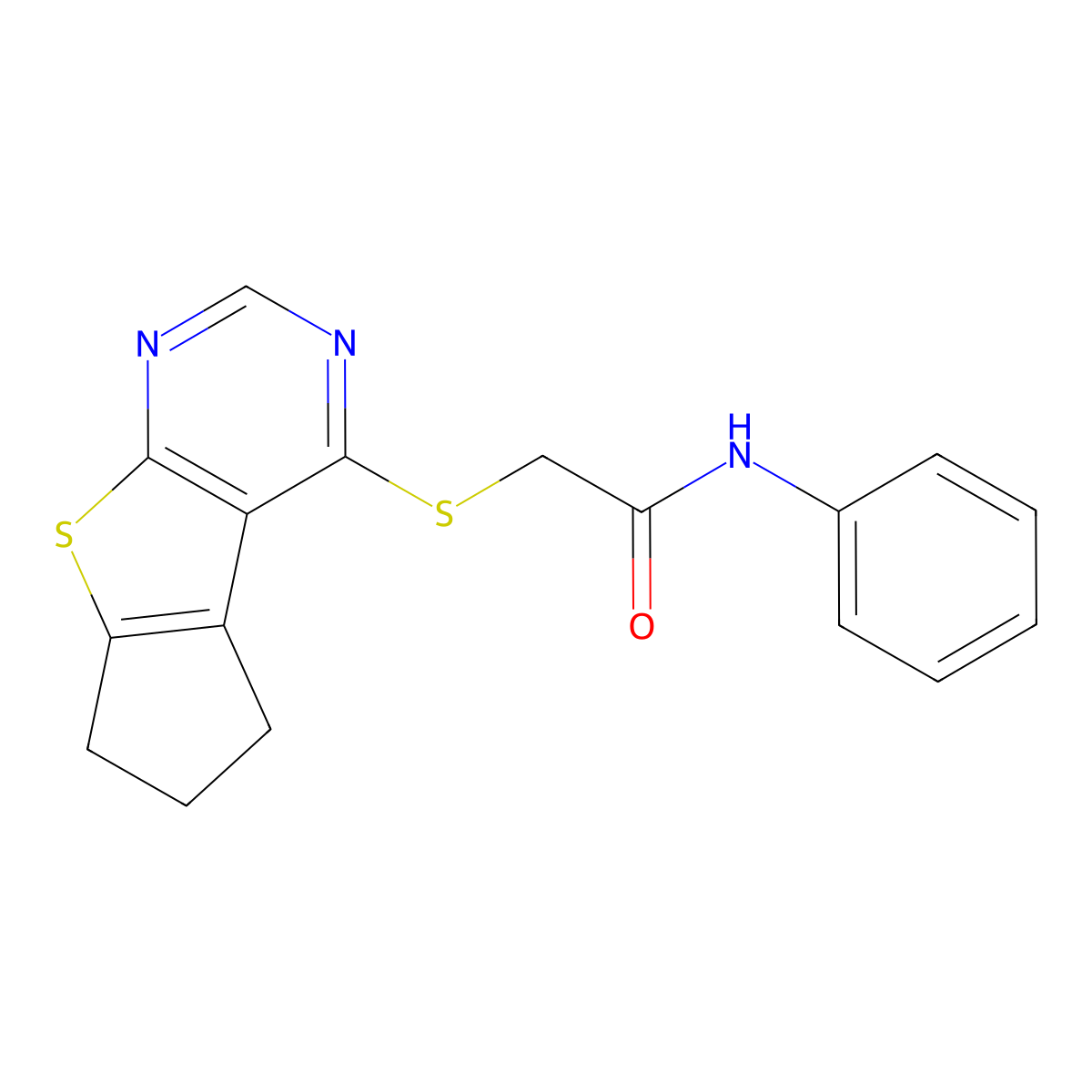 2-(6,7-dihydro-5H-cyclopenta[4,5]thieno[2,3-d]pyrimidin-4-ylsulfanyl)-N-phenylacetamide molecular structure, CAS 354130-19-1