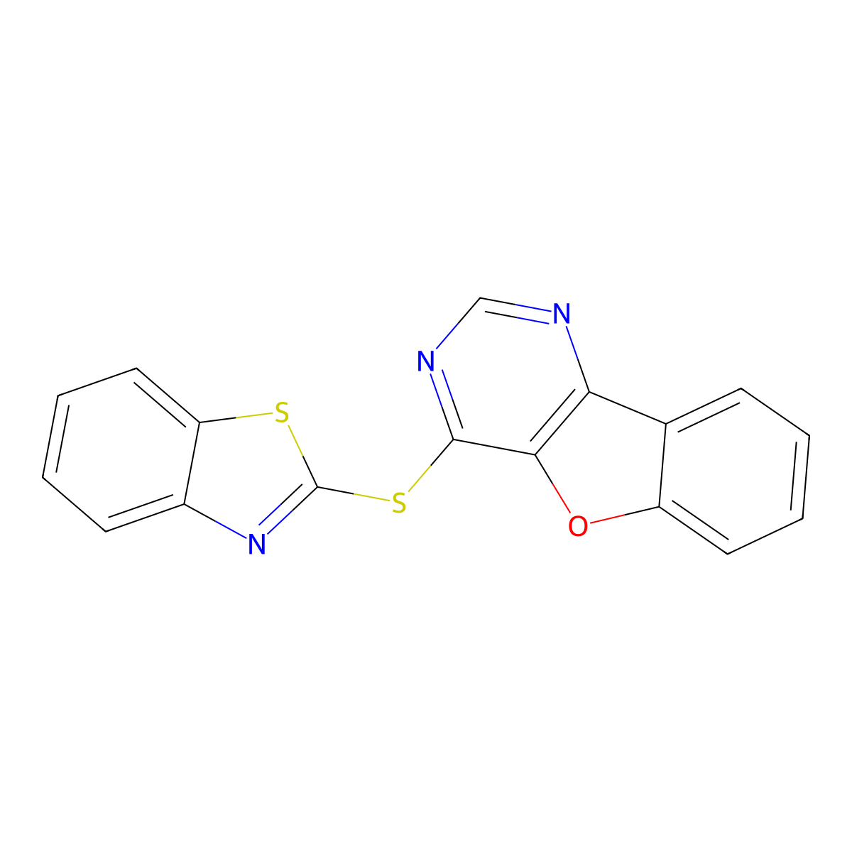 4-(1,3-Benzothiazol-2-ylsulfanyl)-[1]benzofuro[3,2-d]pyrimidine molecular structure, CAS 354130-21-5