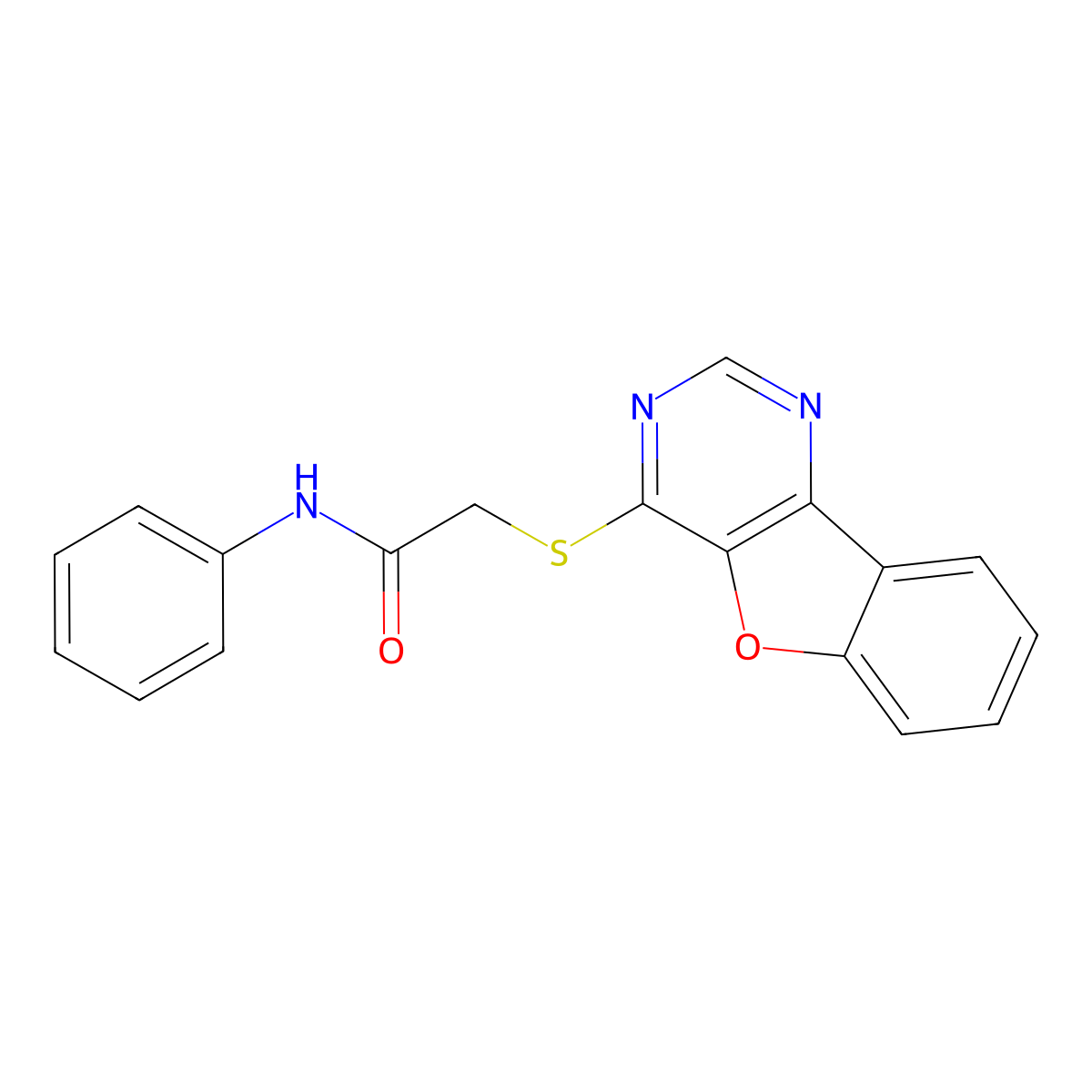 2-([1]benzofuro[3,2-d]pyrimidin-4-ylsulfanyl)-N-phenylacetamide molecular structure, CAS 354130-22-6