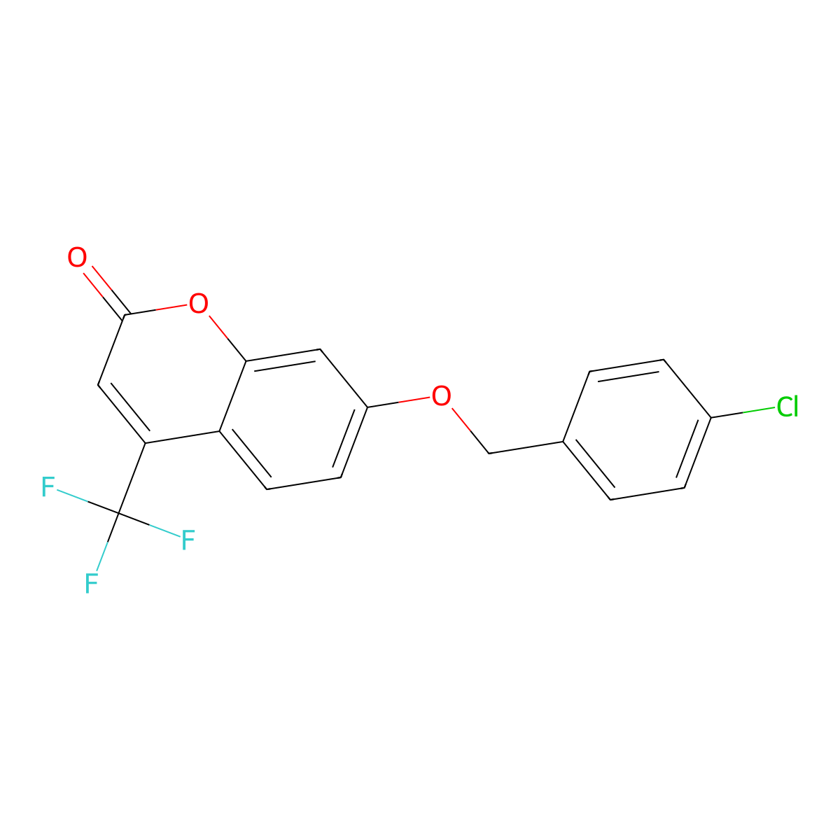 7-[(4-Chlorophenyl)methoxy]-4-(trifluoromethyl)chromen-2-one molecular structure, CAS 354130-53-3