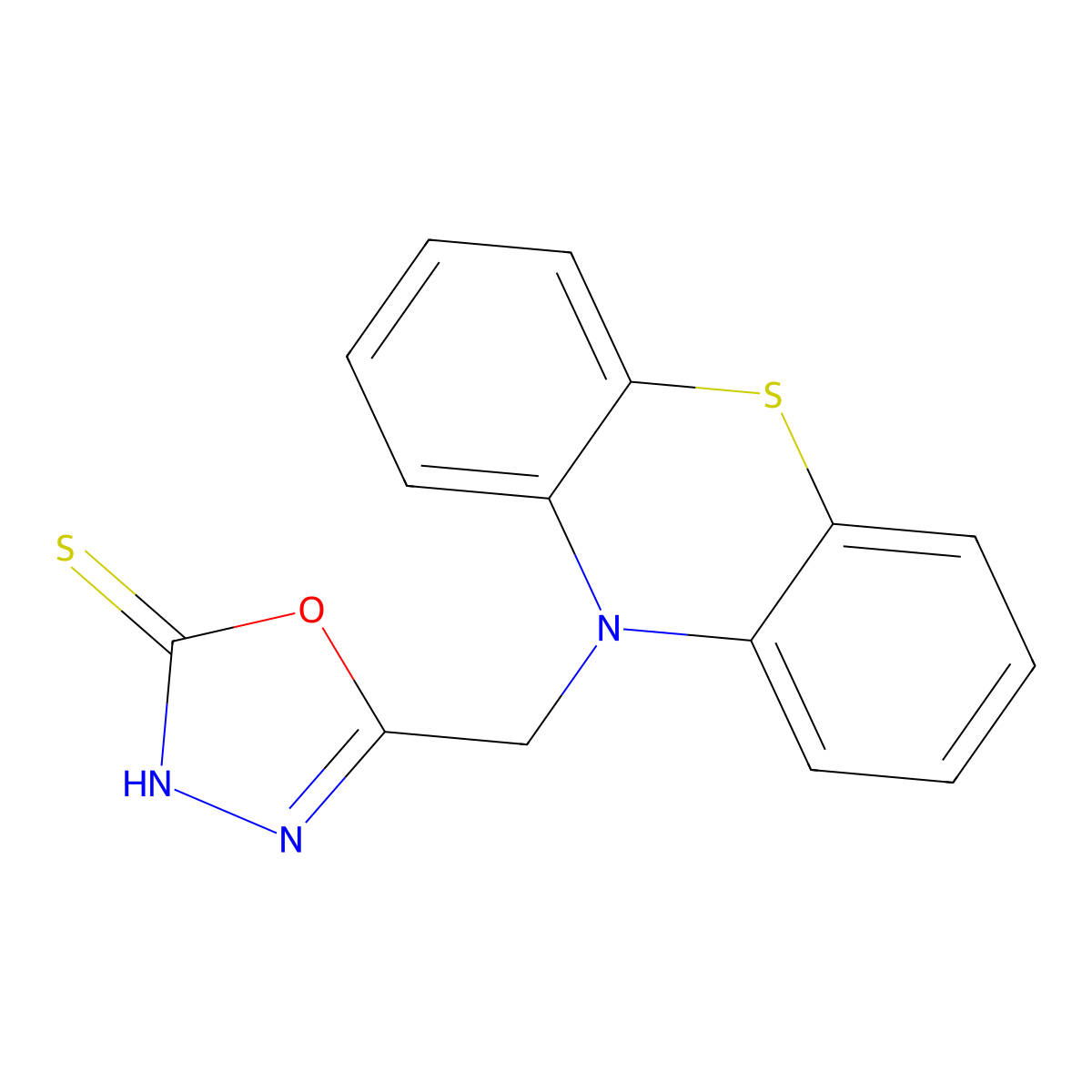 5-(10H-phenothiazin-10-ylmethyl)-1,3,4-oxadiazole-2(3H)-thione molecular structure, CAS 354131-19-4