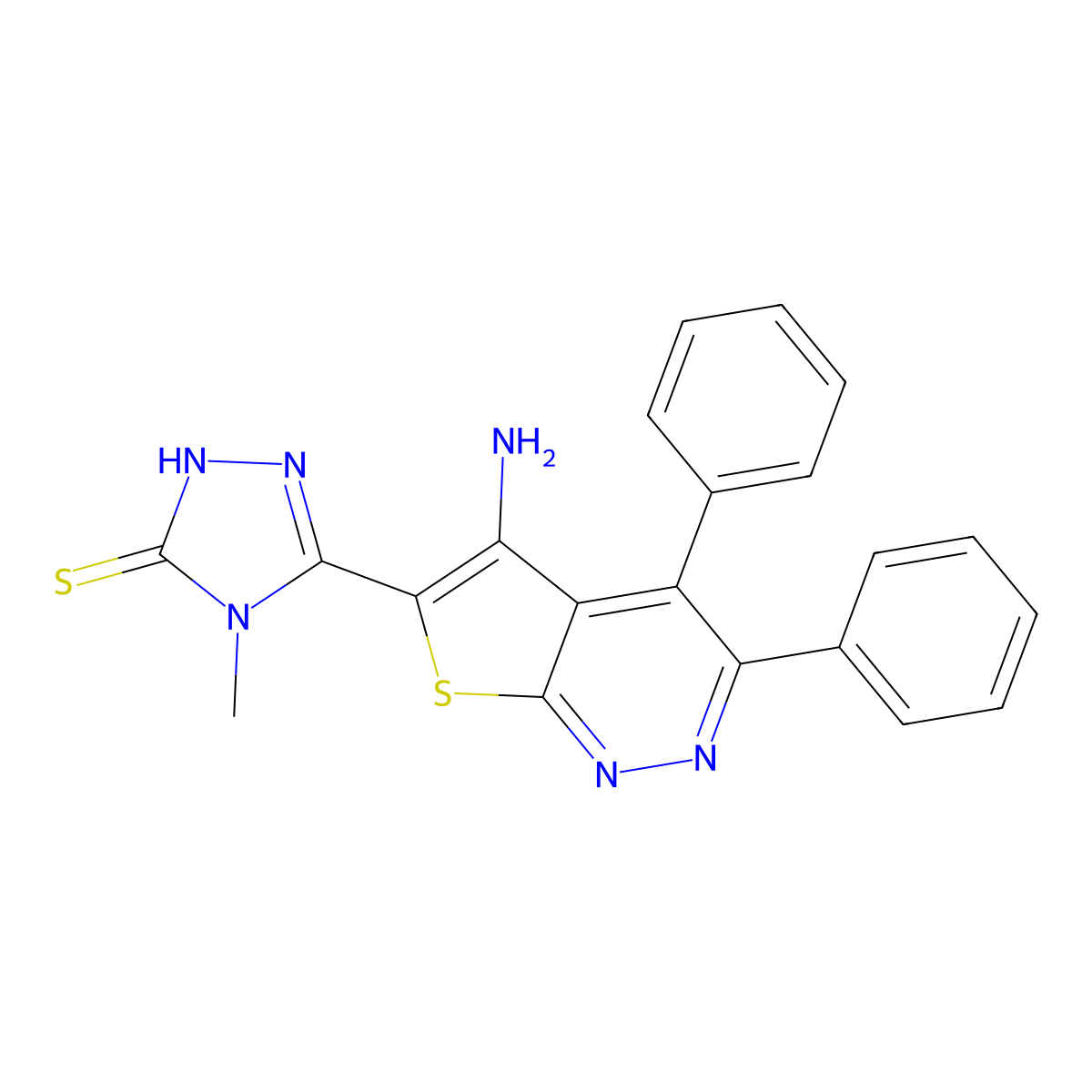 5-(5-amino-3,4-diphenylthieno[2,3-c]pyridazin-6-yl)-4-methyl-2,4-dihydro-3H-1,2,4-triazole-3-thione molecular structure, CAS 354131-76-3