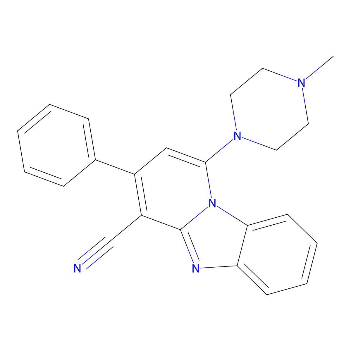 1-(4-Methyl-1-piperazinyl)-3-phenylpyrido[1,2-a]benzimidazole-4-carbonitrile molecular structure, CAS 354132-04-0