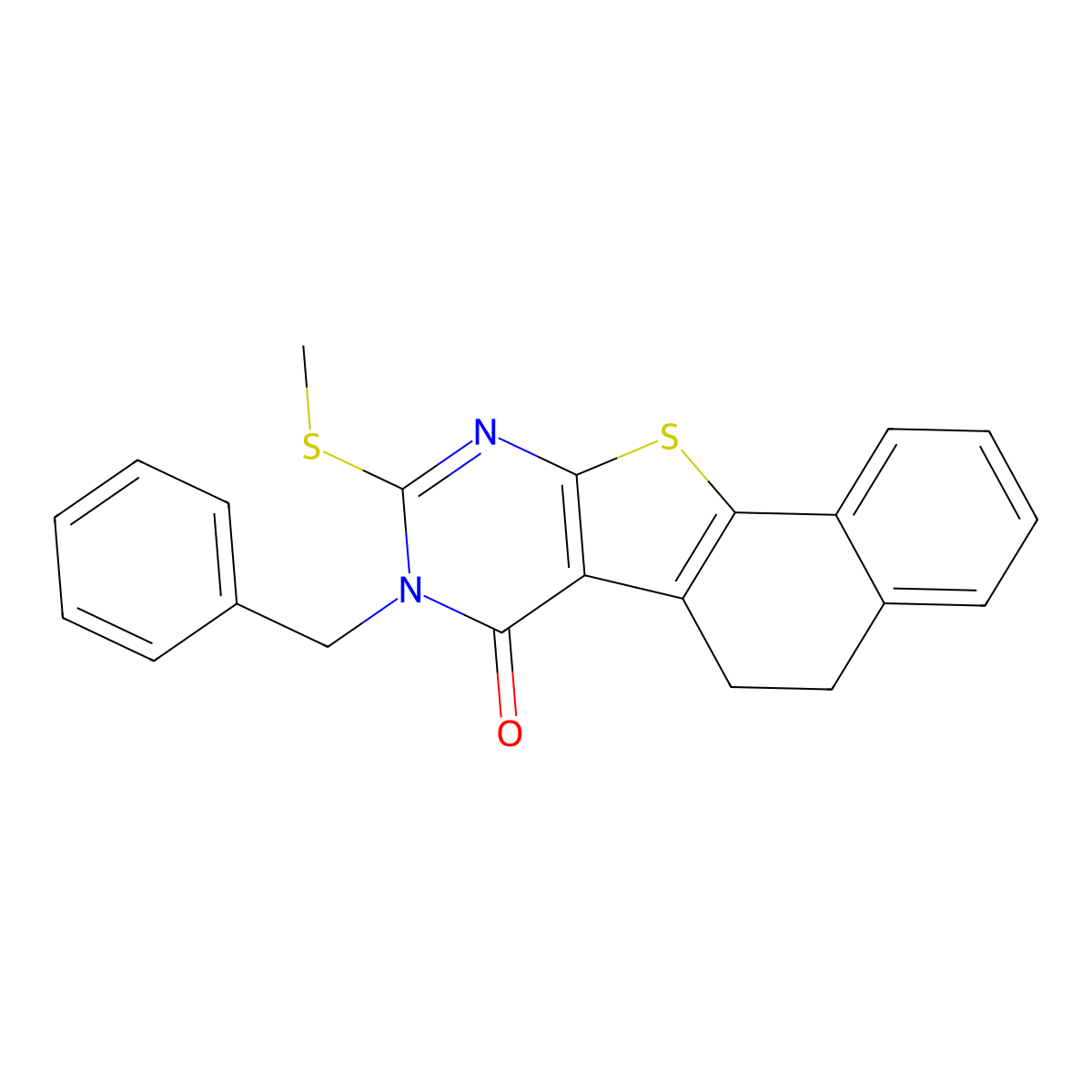 8-benzyl-9-(methylsulfanyl)-5,8-dihydronaphtho[2',1':4,5]thieno[2,3-d]pyrimidin-7(6H)-one molecular structure, CAS 354132-73-3