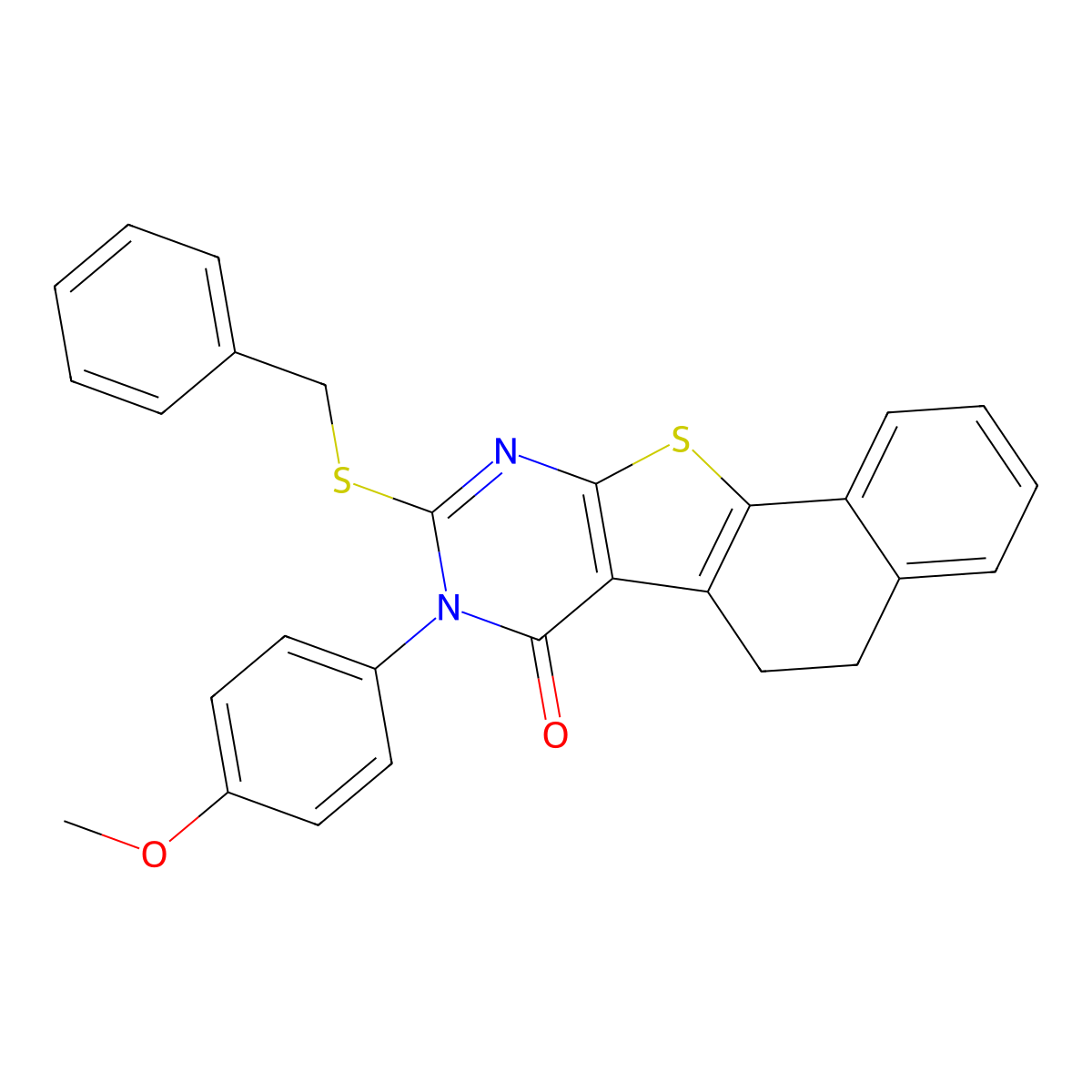 9-(benzylsulfanyl)-8-(4-methoxyphenyl)-5,8-dihydronaphtho[2',1':4,5]thieno[2,3-d]pyrimidin-7(6H)-one molecular structure, CAS 354132-77-7