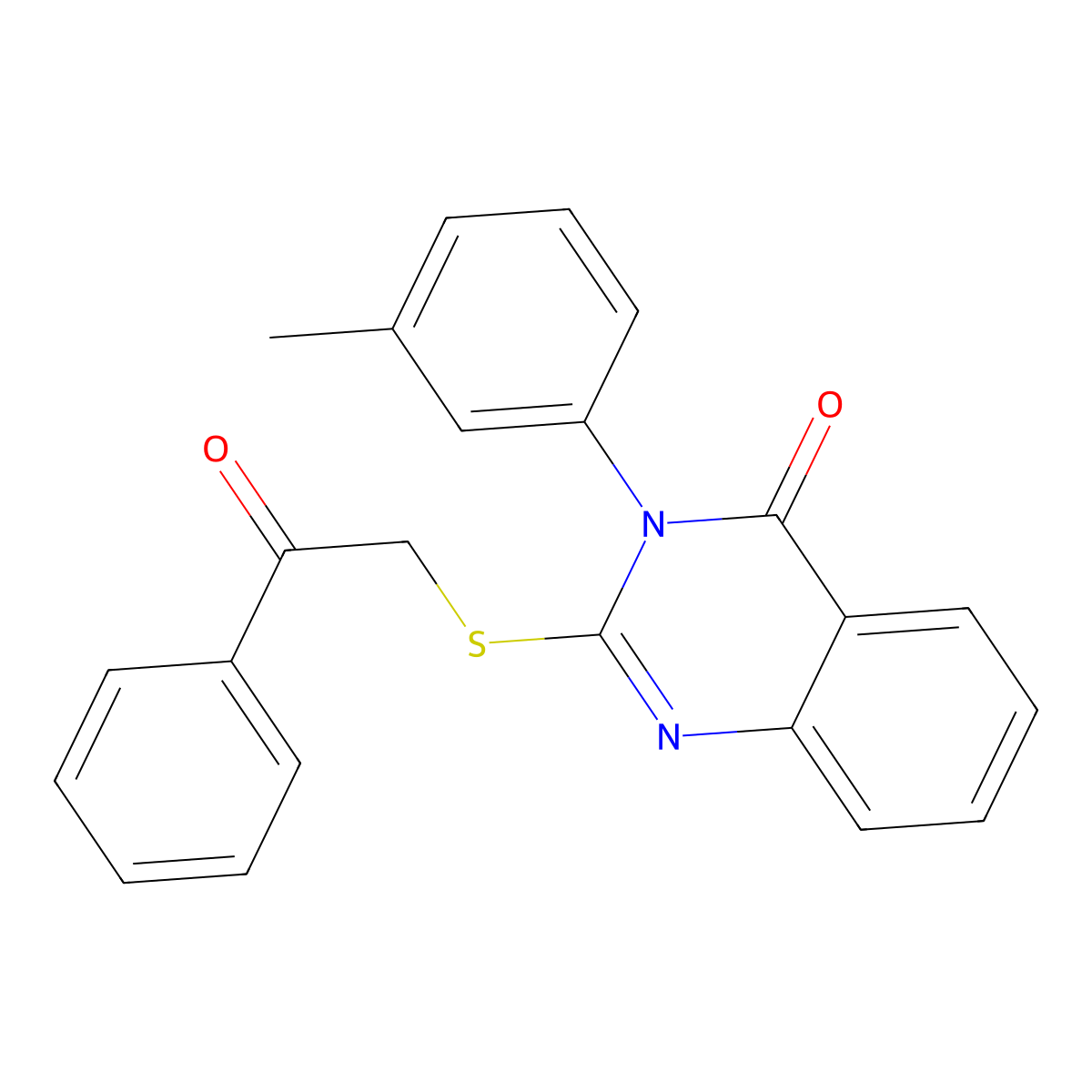 3-(3-Methylphenyl)-2-phenacylsulfanylquinazolin-4-one molecular structure, CAS 354132-80-2