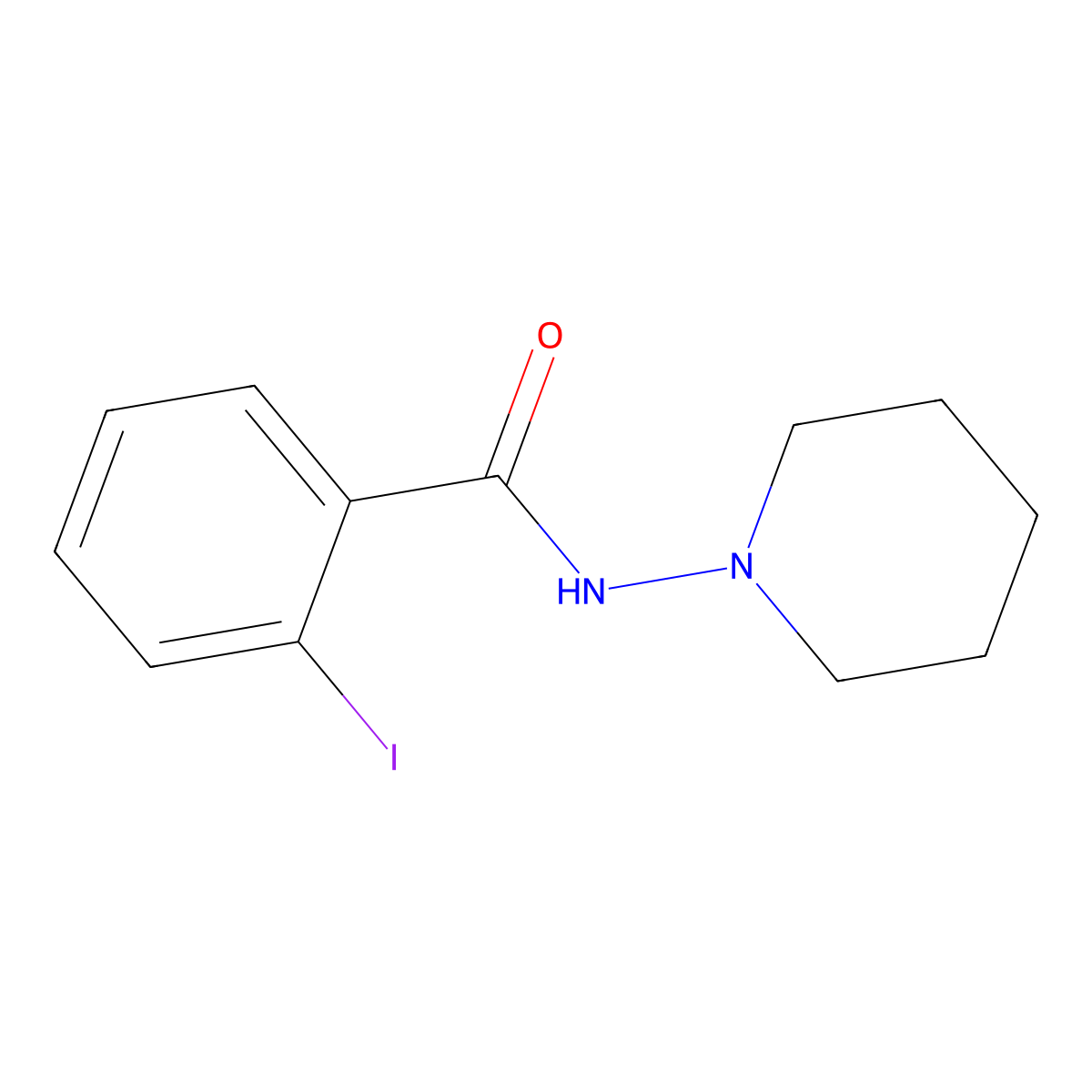 2-iodo-N-piperidin-1-ylbenzamide molecular structure, CAS 354132-83-5