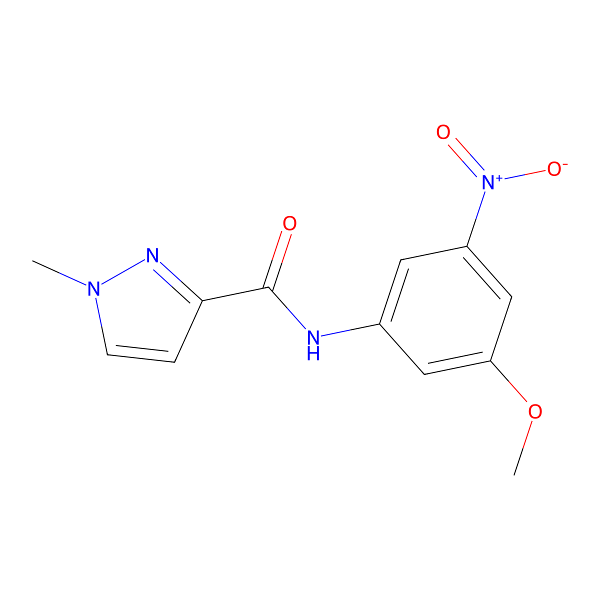 N-(3-methoxy-5-nitrophenyl)-1-methylpyrazole-3-carboxamide molecular structure, CAS 354136-04-2
