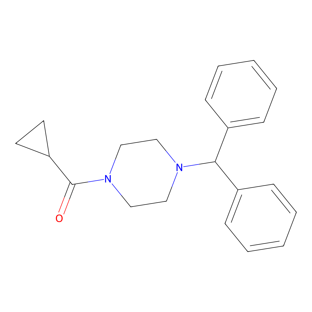1-Benzhydryl-4-(cyclopropylcarbonyl)piperazine molecular structure, CAS 354140-08-2