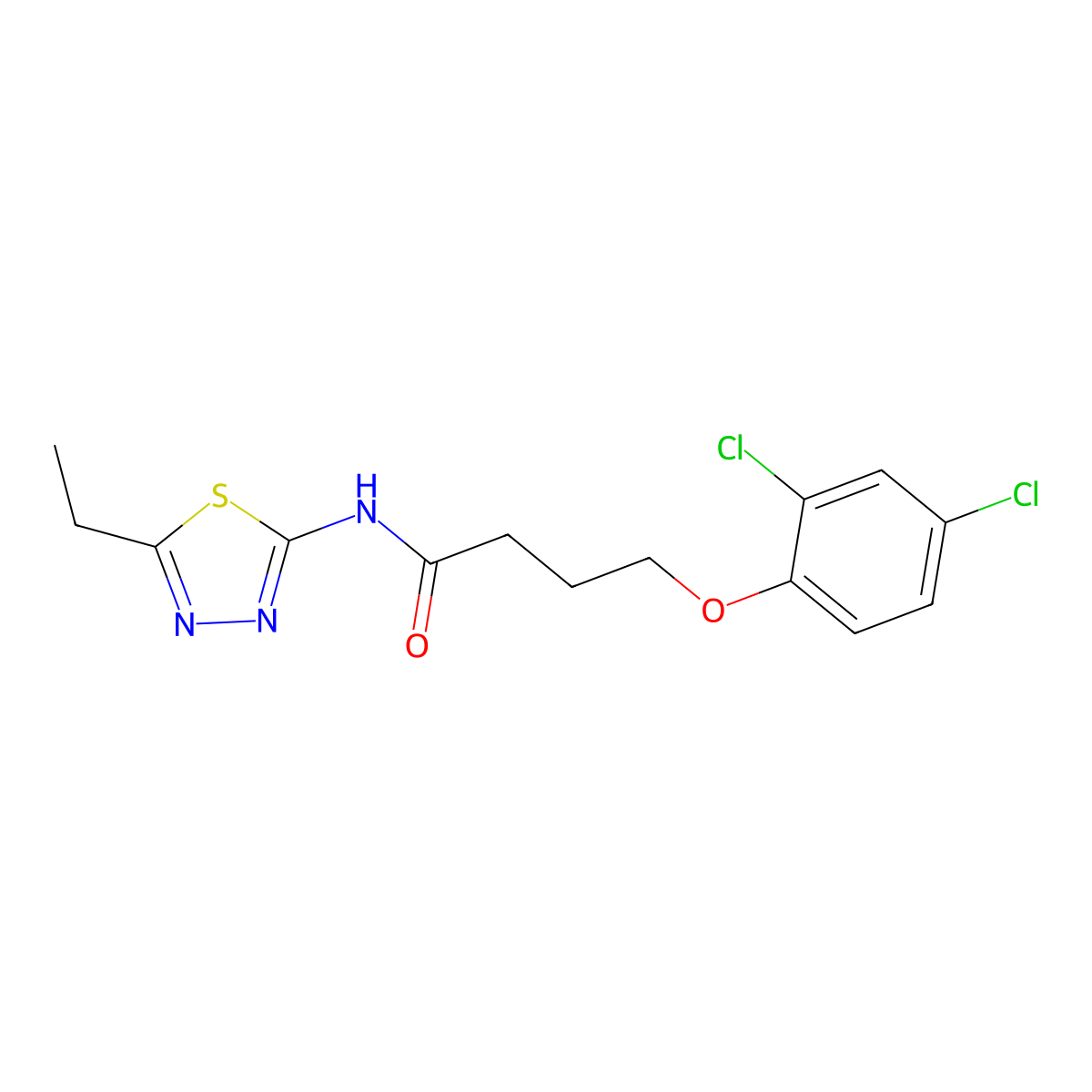 4-(2,4-dichlorophenoxy)-N-(5-ethyl-1,3,4-thiadiazol-2-yl)butanamide molecular structure, CAS 354140-12-8