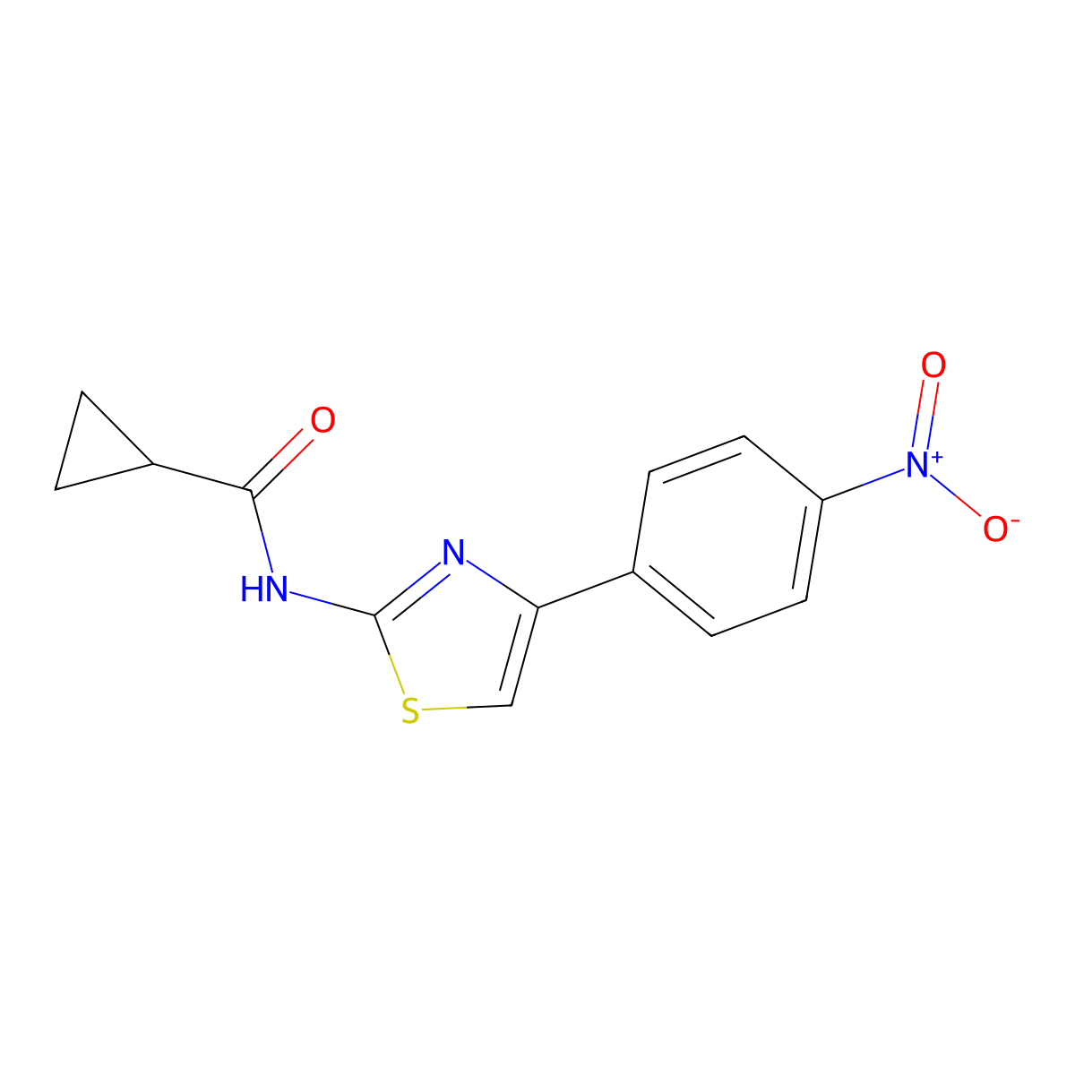 N-[4-(4-nitrophenyl)-1,3-thiazol-2-yl]cyclopropanecarboxamide molecular structure, CAS 354140-14-0