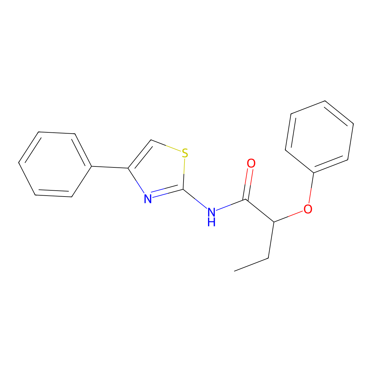2-phenoxy-N-(4-phenyl-1,3-thiazol-2-yl)butanamide molecular structure, CAS 354140-40-2