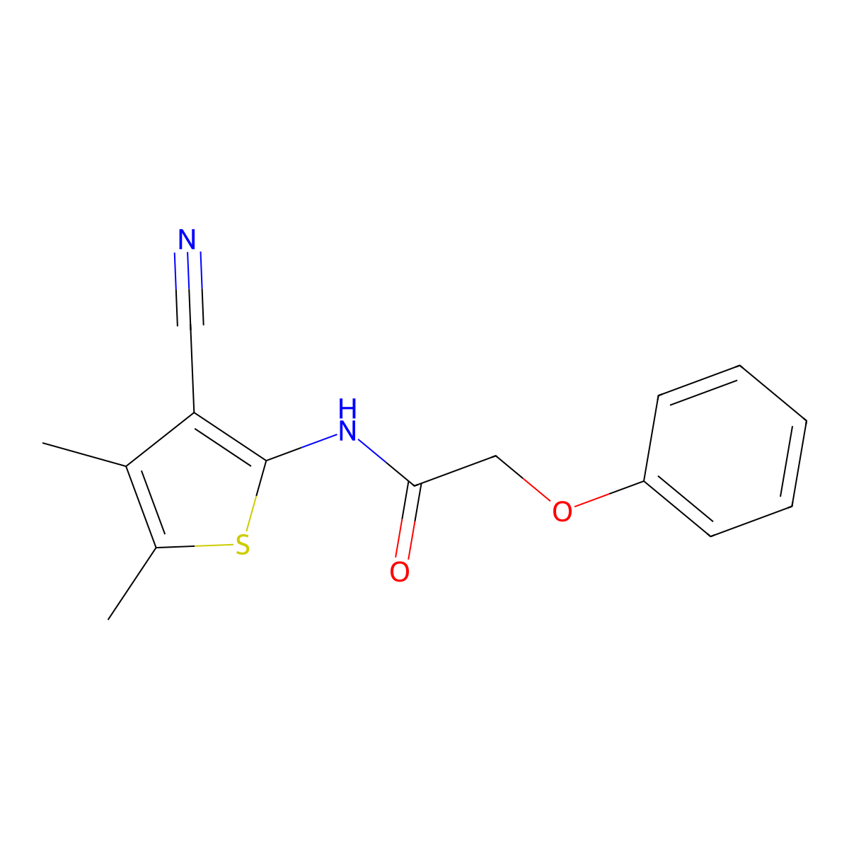 N-(3-cyano-4,5-dimethylthiophen-2-yl)-2-phenoxyacetamide molecular structure, CAS 354141-11-0