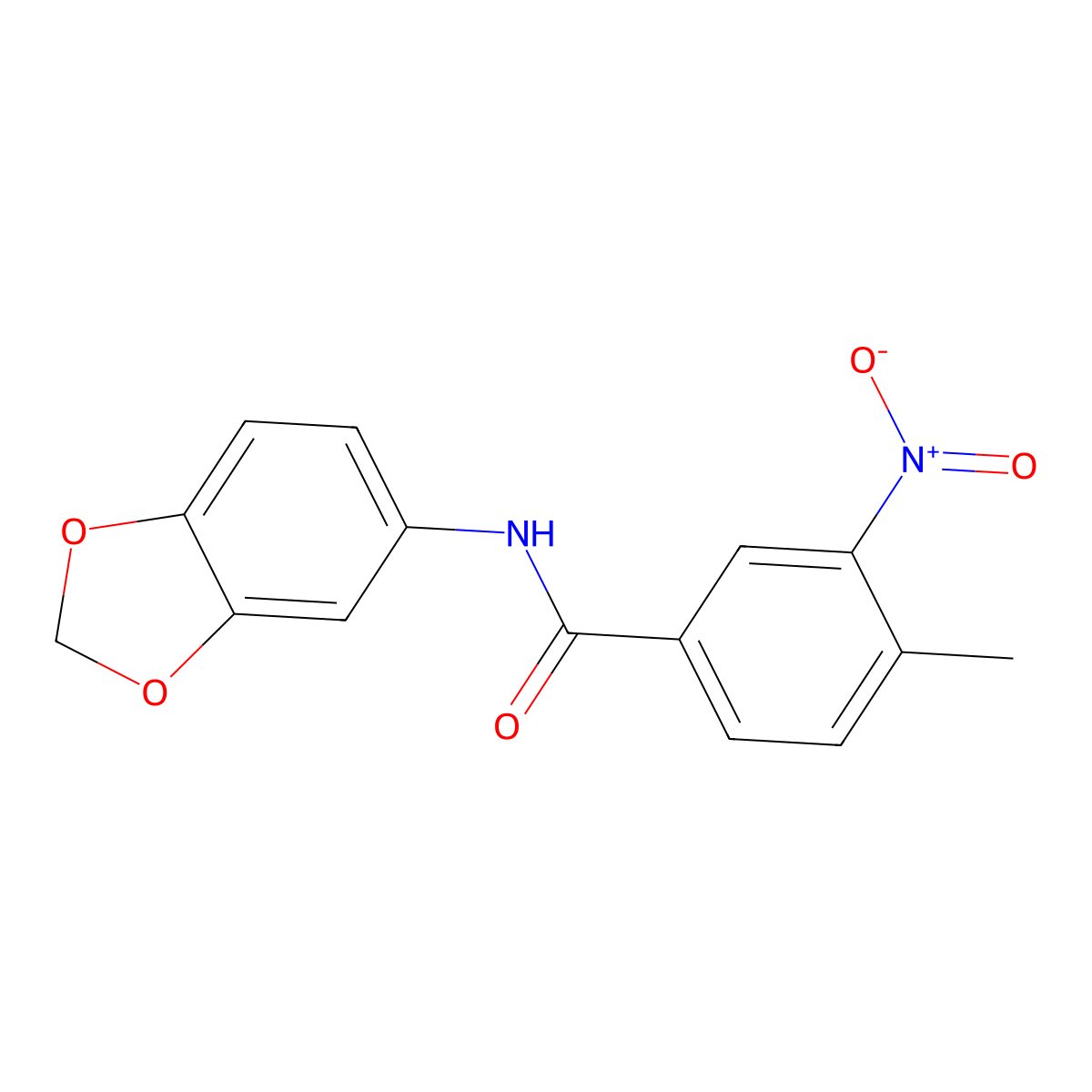 N-(1,3-benzodioxol-5-yl)-4-methyl-3-nitrobenzamide molecular structure, CAS 354141-23-4