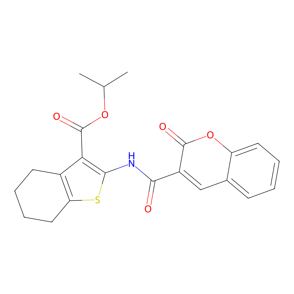 Propan-2-yl 2-[(2-oxochromene-3-carbonyl)amino]-4,5,6,7-tetrahydro-1-benzothiophene-3-carboxylate molecular structure, CAS 354144-58-4