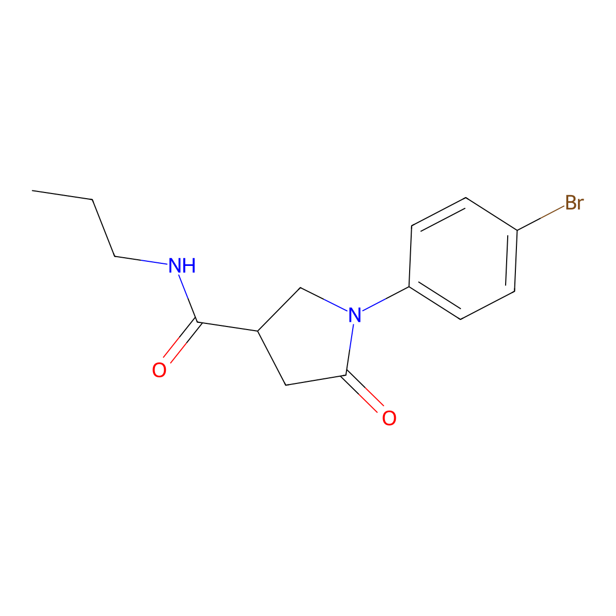 1-(4-bromophenyl)-5-oxo-N-propylpyrrolidine-3-carboxamide molecular structure, CAS 354146-03-5