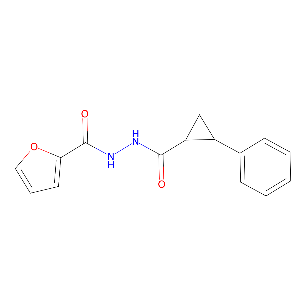 N'-(2-phenylcyclopropanecarbonyl)furan-2-carbohydrazide molecular structure, CAS 354146-10-4