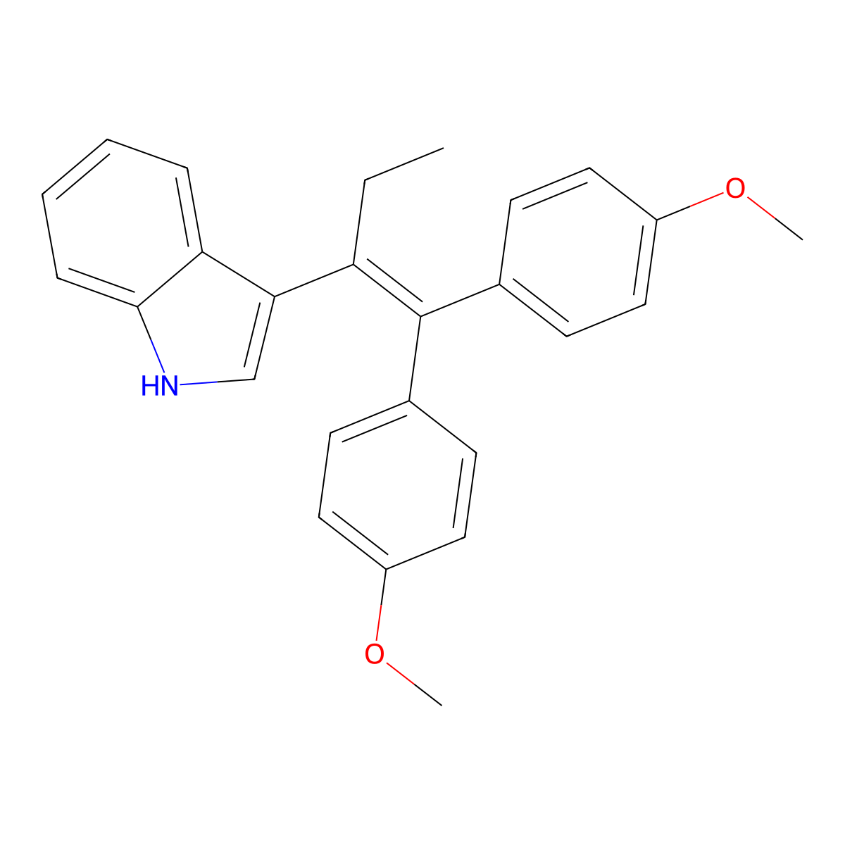 3-[1-ethyl-2,2-bis(4-methoxyphenyl)vinyl]-1H-indole molecular structure, CAS 354146-25-1