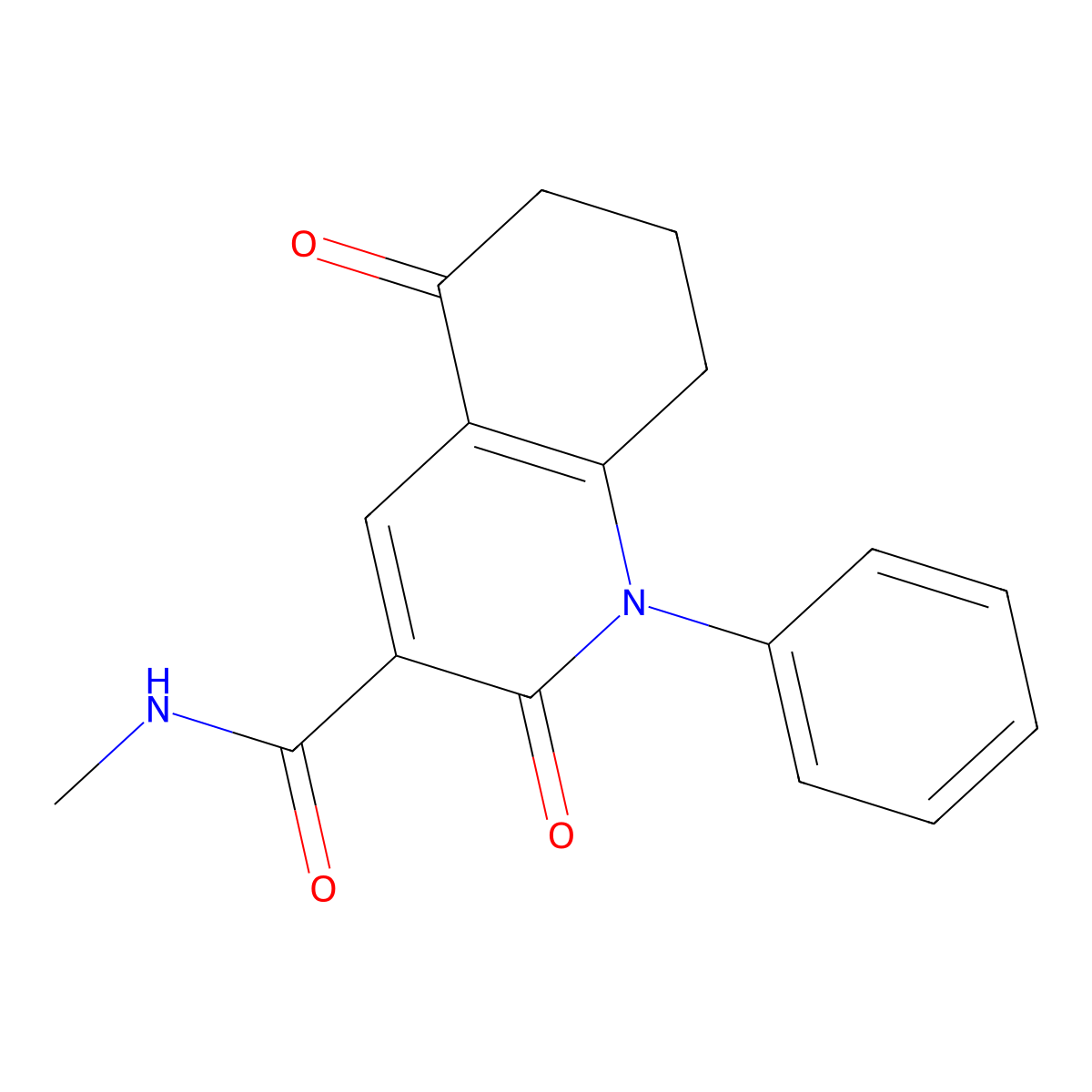 N-methyl-2,5-dioxo-1-phenyl-7,8-dihydro-6H-quinoline-3-carboxamide molecular structure, CAS 354146-73-9