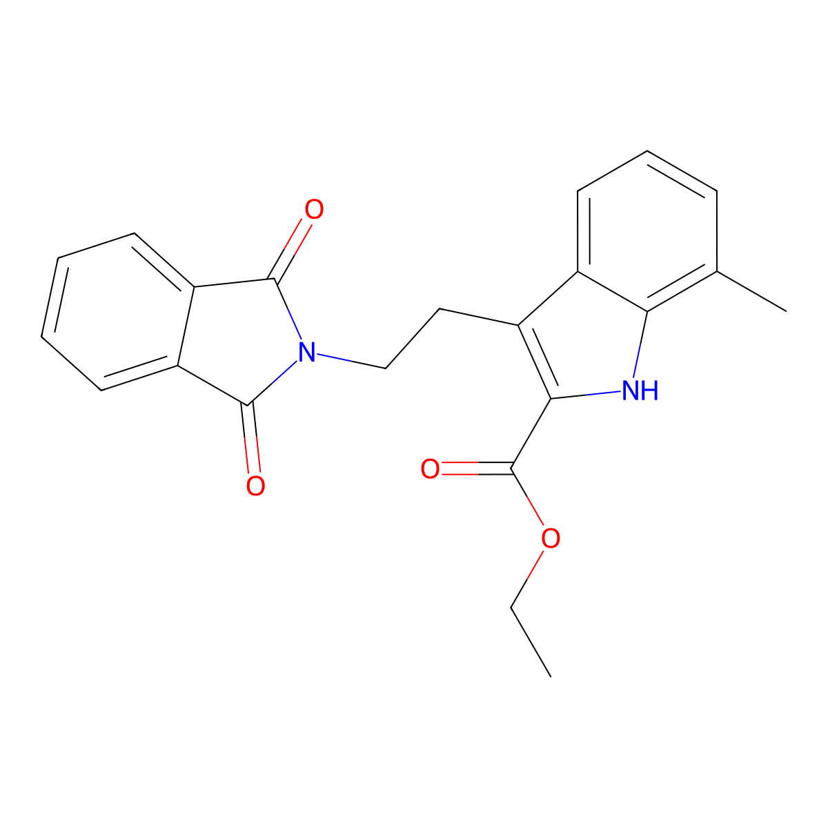 ethyl 3-[2-(1,3-dioxoisoindol-2-yl)ethyl]-7-methyl-1H-indole-2-carboxylate molecular structure, CAS 354146-91-1
