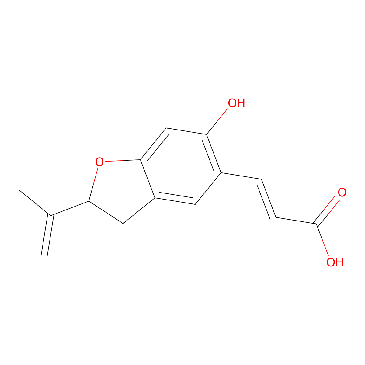 3-(6-Hydroxy-2-isopropenyl-2,3-dihydro-benzofuran-5-yl)-acrylic acid molecular structure, CAS 354147-13-0
