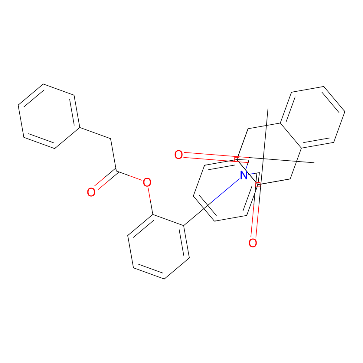 2-(16,18-Dioxo-17-azapentacyclo[6.6.5.0~2,7~.0~9,14~.0~15,19~]nonadeca-2,4,6,9,11,13-hexaen-17-yl)phenyl phenylacetate (non-preferred name) molecular structure, CAS 354147-75-4