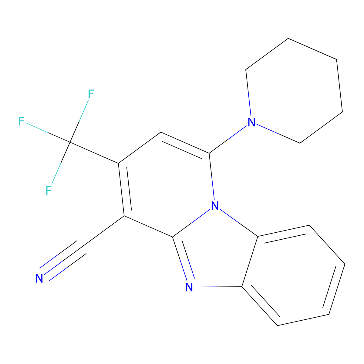 1-Piperidin-1-yl-3-(trifluoromethyl)pyrido[1,2-a]benzimidazole-4-carbonitrile molecular structure, CAS 354147-93-6