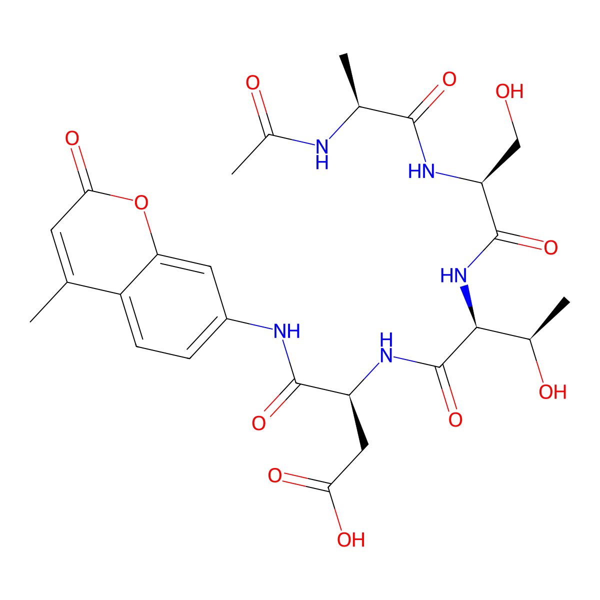 Ac-Ala-Ser-Thr-Asp-AMC molecular structure, CAS 354151-60-3