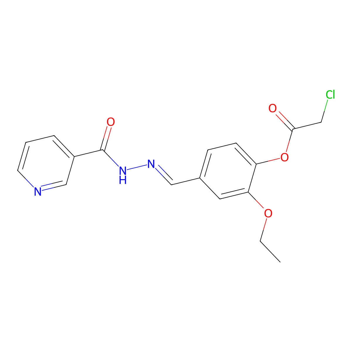 3-Pyridinecarboxylic acid, 2-[[4-[(2-chloroacetyl)oxy]-3-ethoxyphenyl]methylene]hydrazide molecular structure, CAS 354152-21-9