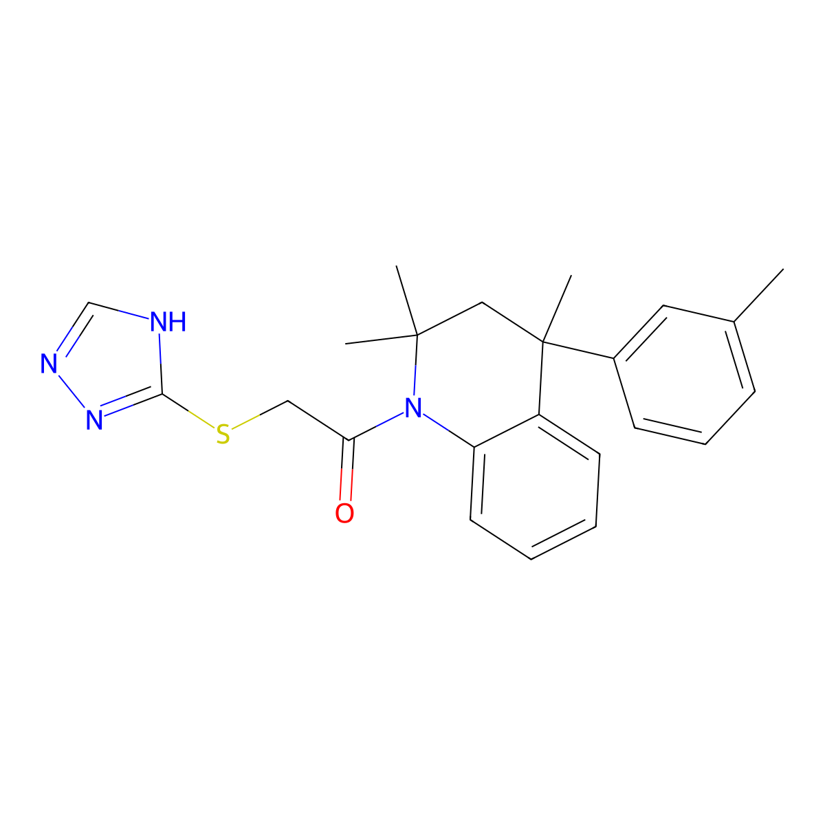 2-(4H-1,2,4-triazol-3-ylsulfanyl)-1-[2,2,4-trimethyl-4-(3-methylphenyl)-3,4-dihydroquinolin-1(2H)-yl]ethanone molecular structure, CAS 354154-54-4