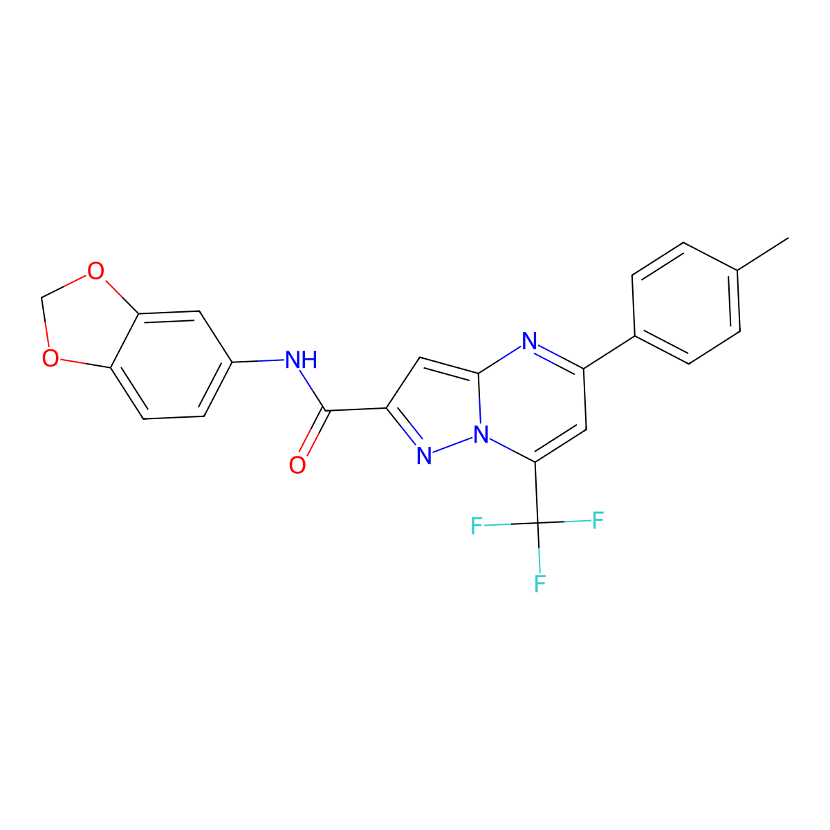 N-(1,3-benzodioxol-5-yl)-5-(4-methylphenyl)-7-(trifluoromethyl)pyrazolo[1,5-a]pyrimidine-2-carboxamide molecular structure, CAS 354155-47-8