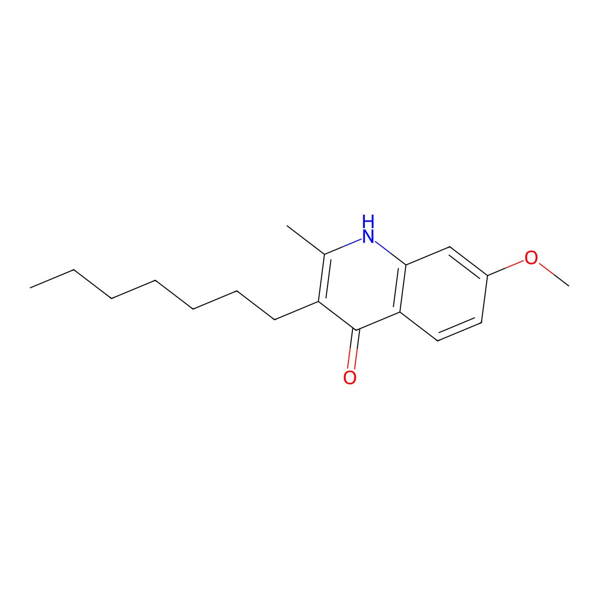 3-Heptyl-4-hydroxy-7-methoxy-2-methylquinoline molecular structure, CAS 354155-51-4
