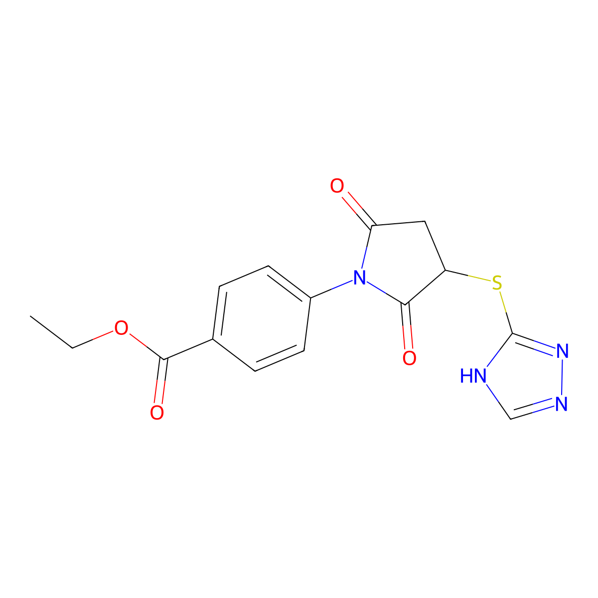 ethyl 4-[2,5-dioxo-3-(4H-1,2,4-triazol-3-ylsulfanyl)pyrrolidin-1-yl]benzoate molecular structure, CAS 354156-07-3