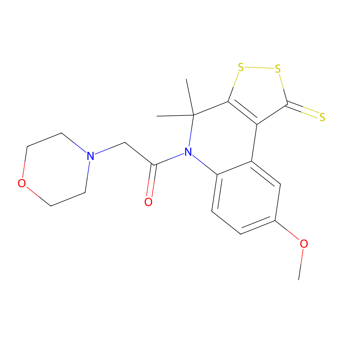 1-(8-Methoxy-4,4-dimethyl-1-sulfanylidenedithiolo[3,4-c]quinolin-5-yl)-2-morpholin-4-ylethanone molecular structure, CAS 354156-14-2