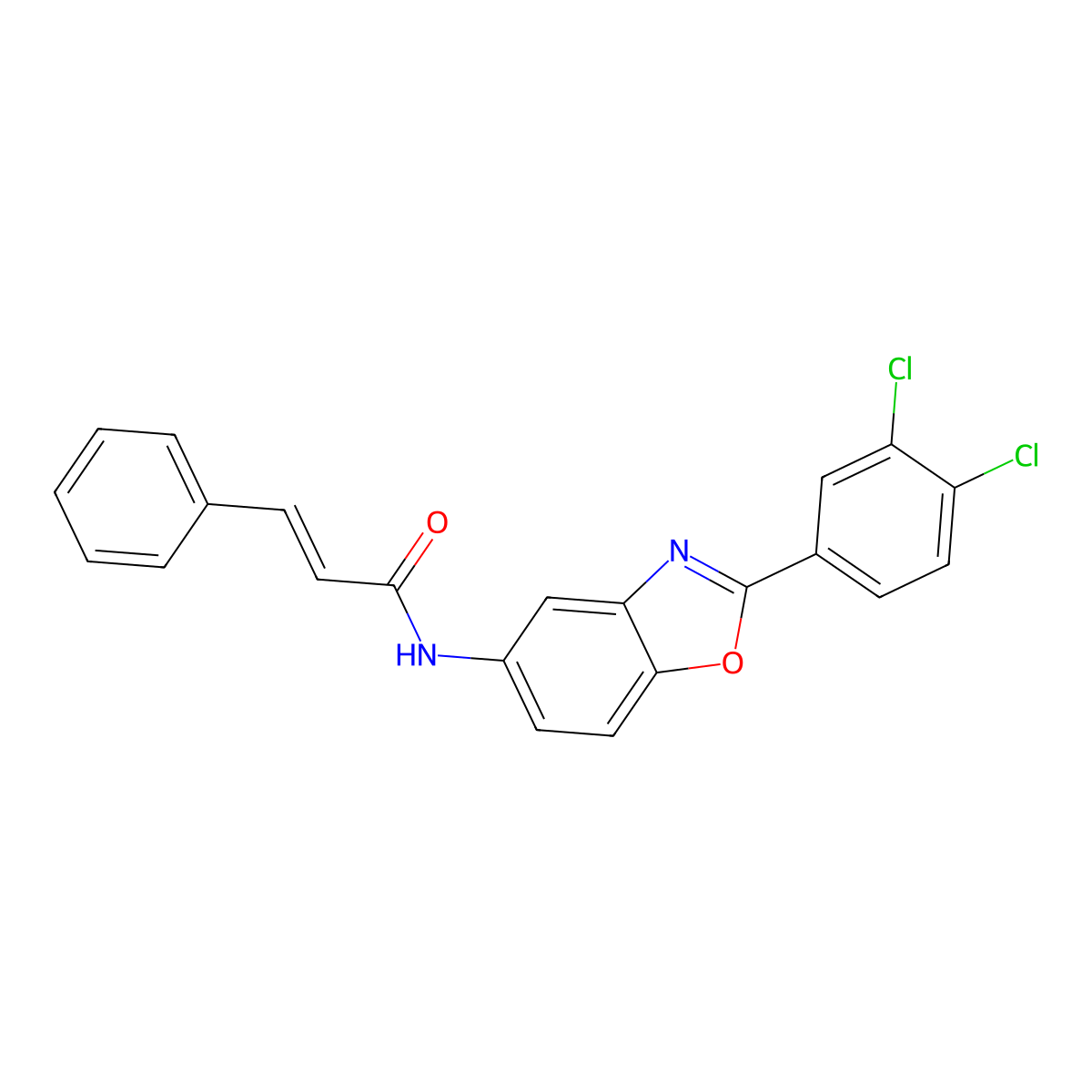 N-[2-(3,4-dichlorophenyl)-1,3-benzoxazol-5-yl]-3-phenylprop-2-enamide molecular structure, CAS 354156-74-4