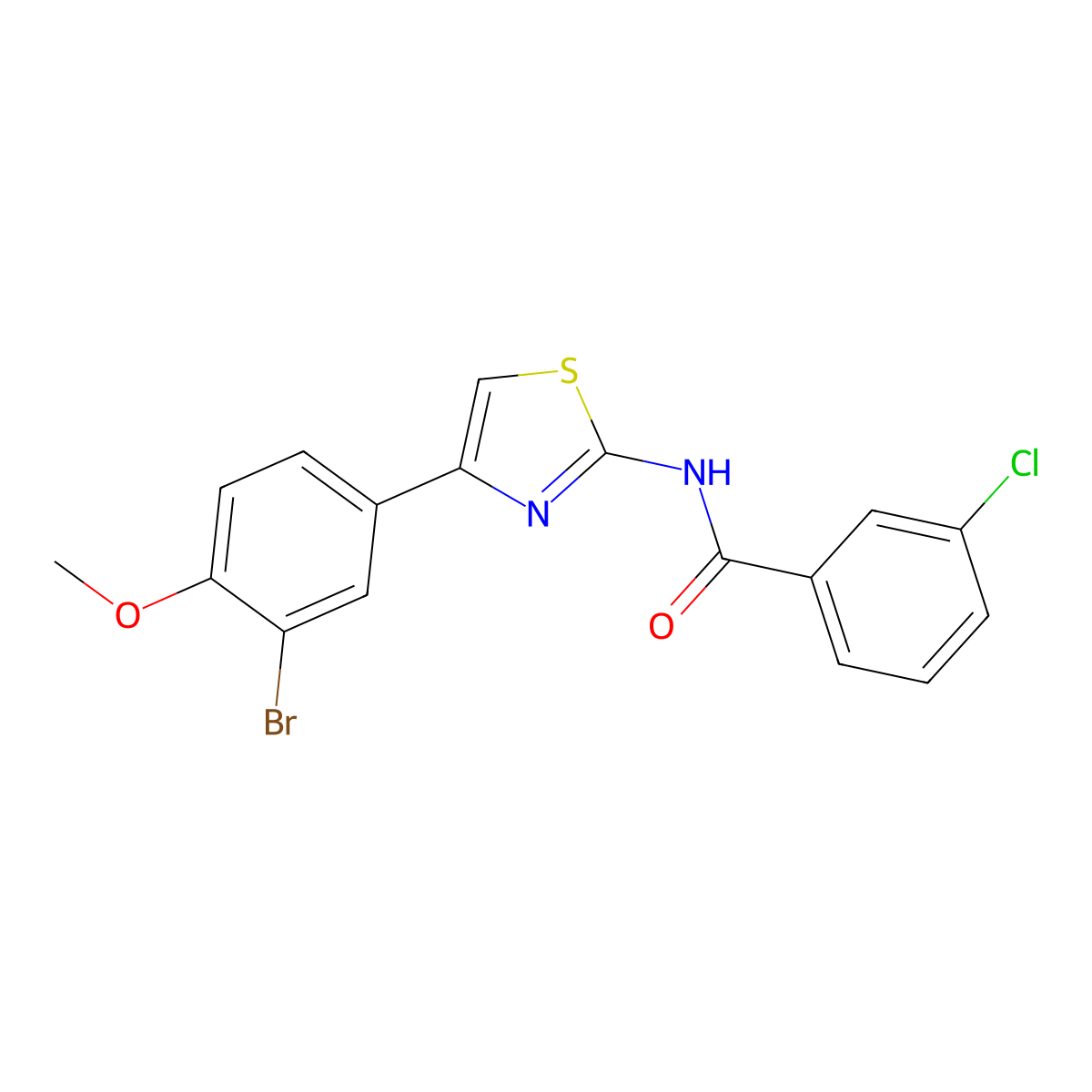 N-[4-(3-bromo-4-methoxyphenyl)-1,3-thiazol-2-yl]-3-chlorobenzamide molecular structure, CAS 354156-77-7