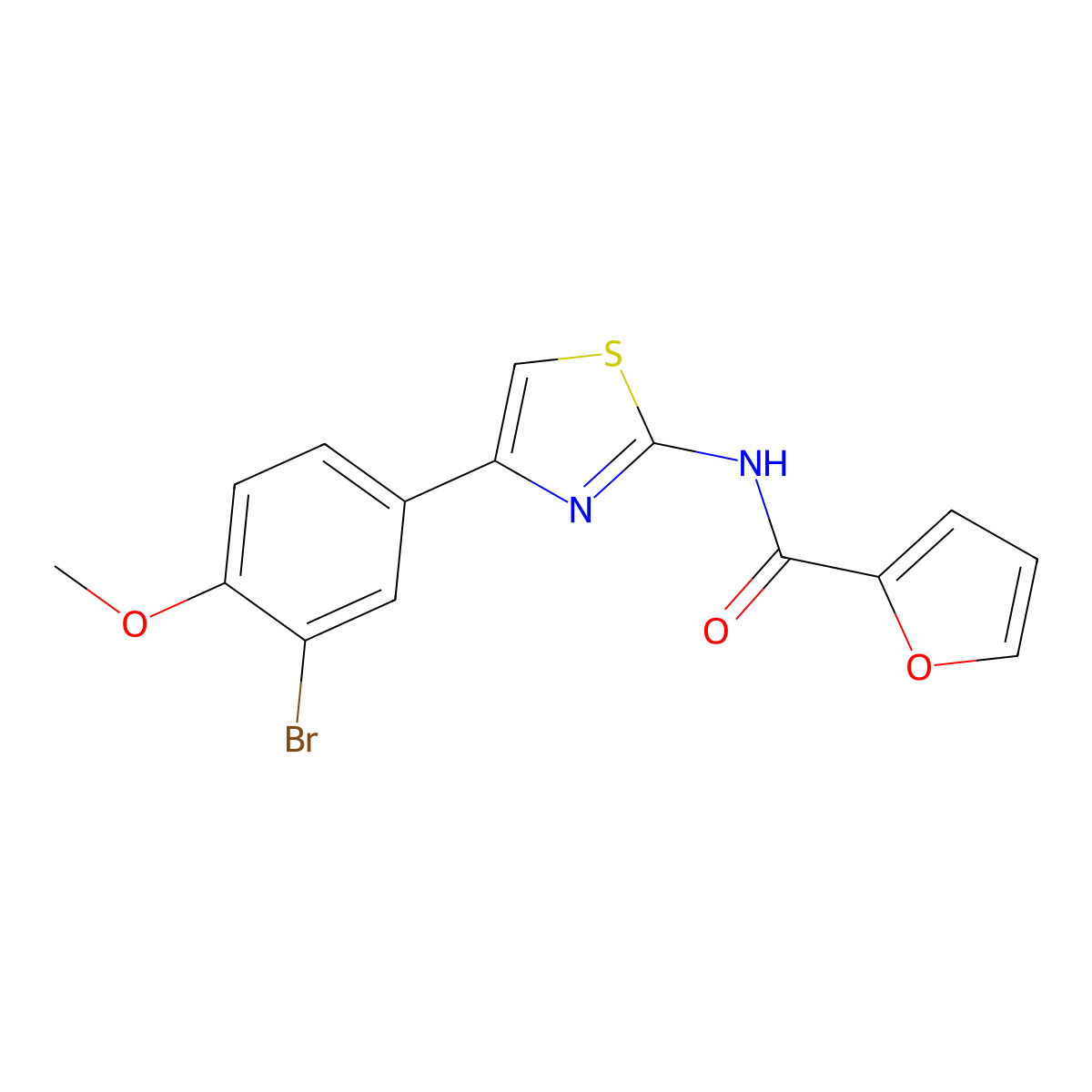 N-[4-(3-bromo-4-methoxyphenyl)-1,3-thiazol-2-yl]furan-2-carboxamide molecular structure, CAS 354156-80-2