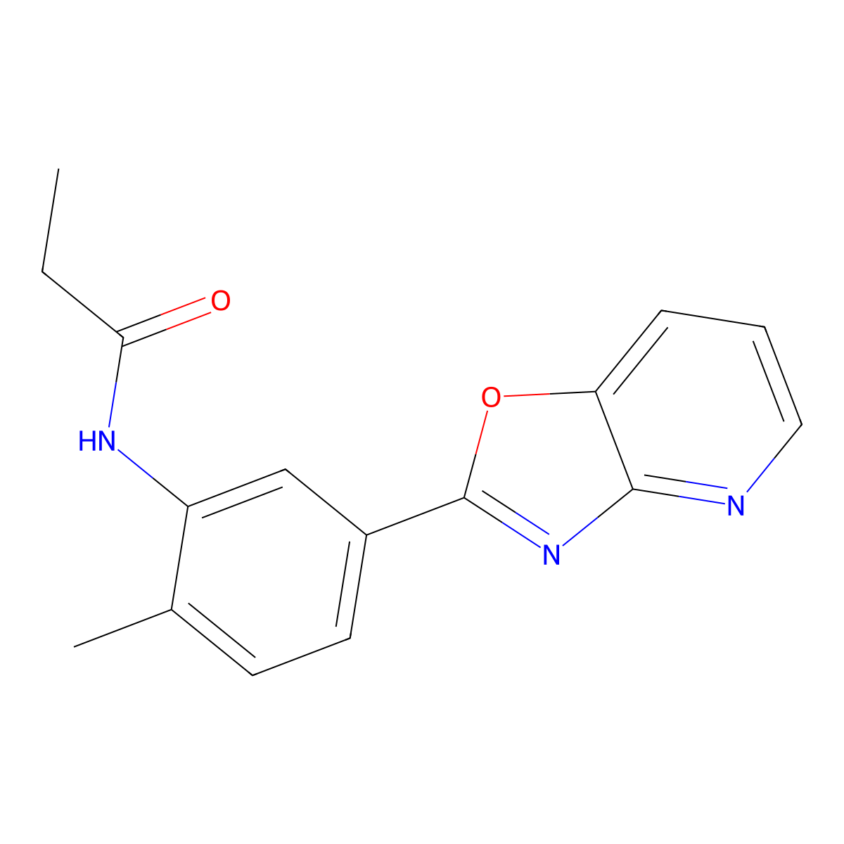 N-[2-methyl-5-([1,3]oxazolo[4,5-b]pyridin-2-yl)phenyl]propanamide molecular structure, CAS 354157-00-9