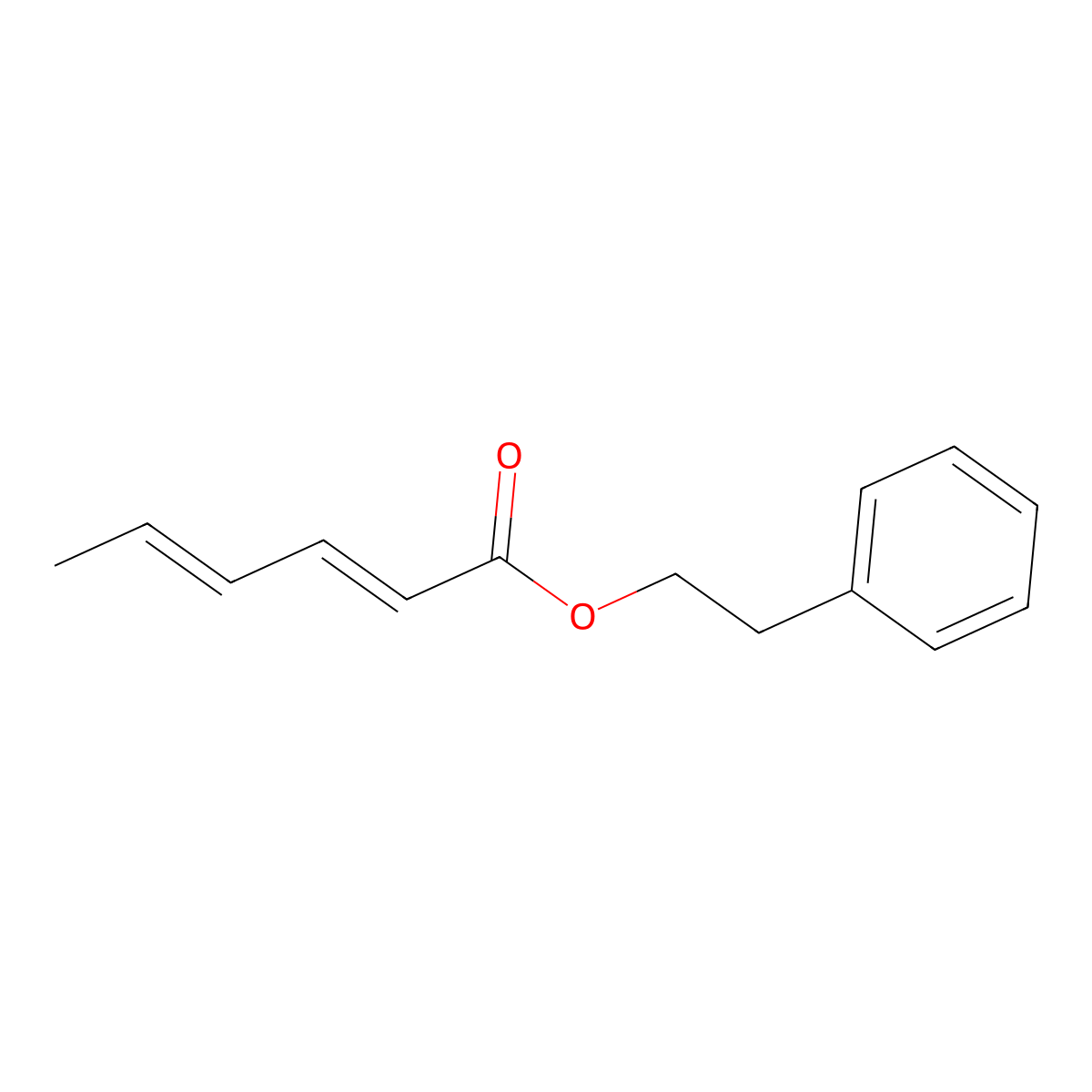 2,4-Hexadienoic acid, 2-phenylethyl ester molecular structure, CAS 35416-42-3