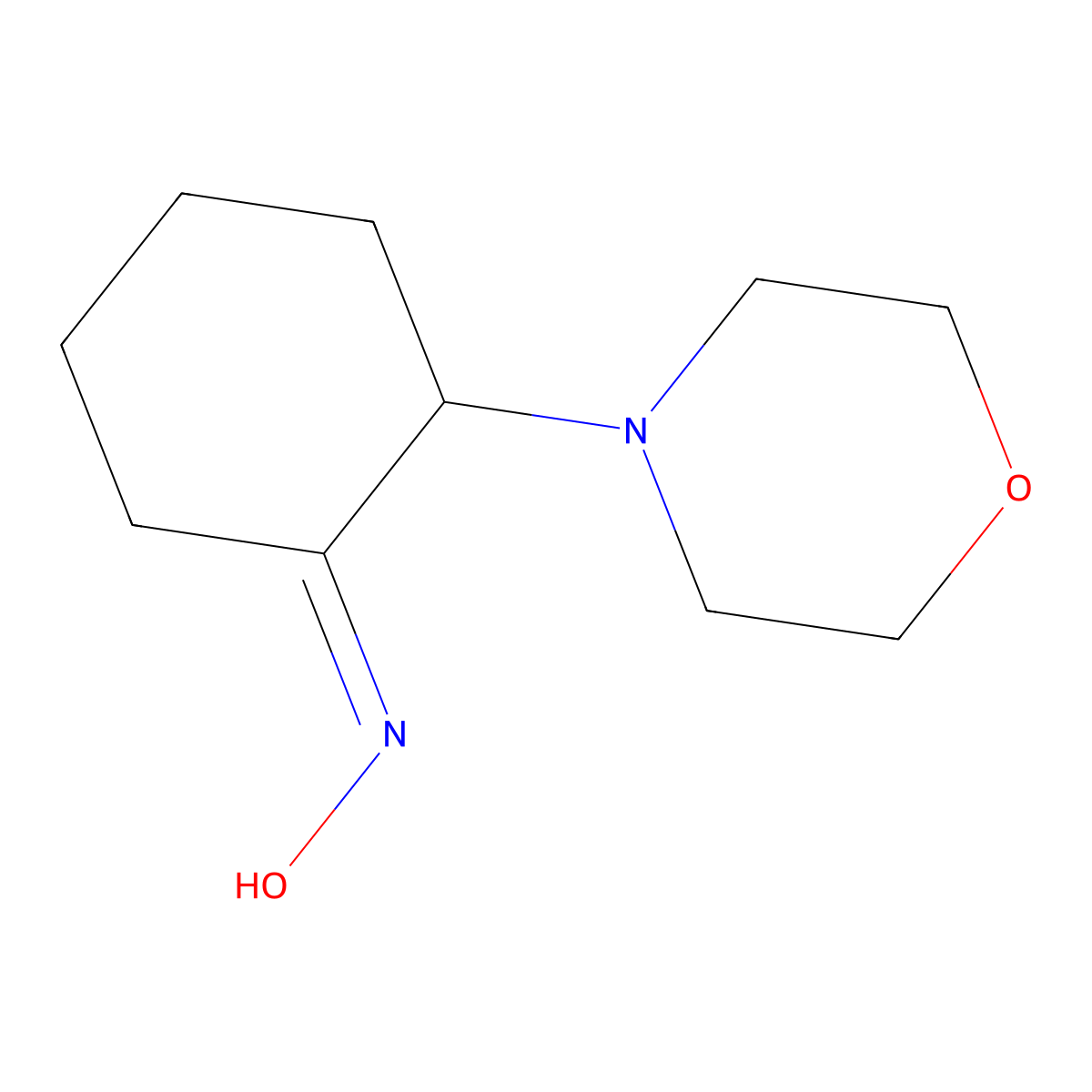 Cyclohexanone, 2-(4-morpholinyl)-, oxime molecular structure, CAS 3542-58-3