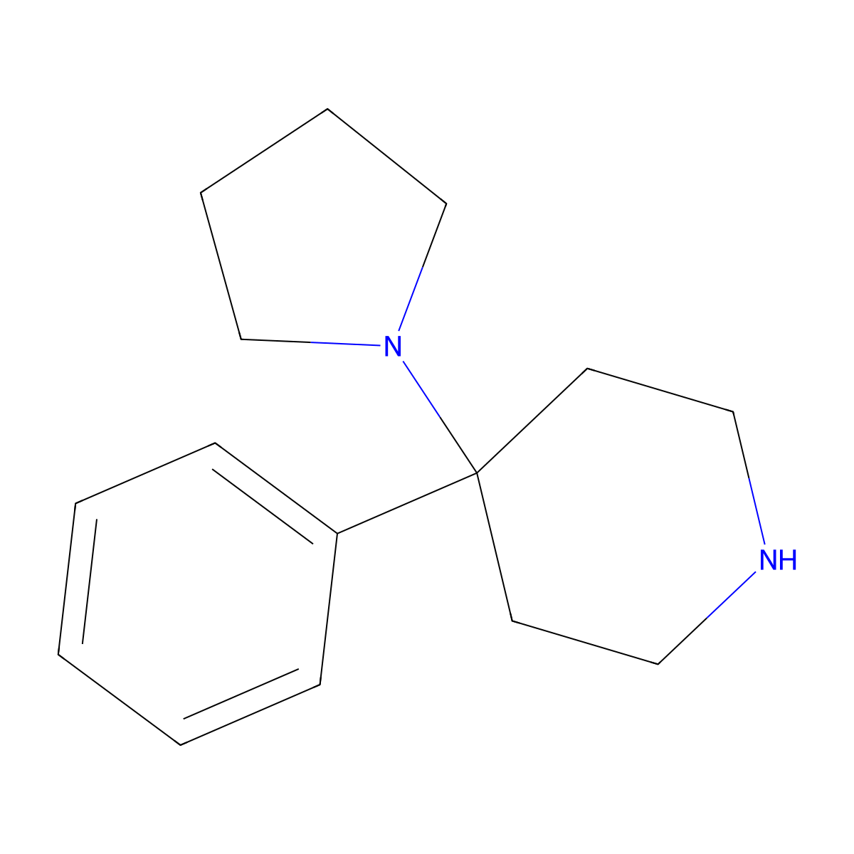 4-Phenyl-4-(pyrrolidin-1-yl)piperidine molecular structure, CAS 3543-21-3
