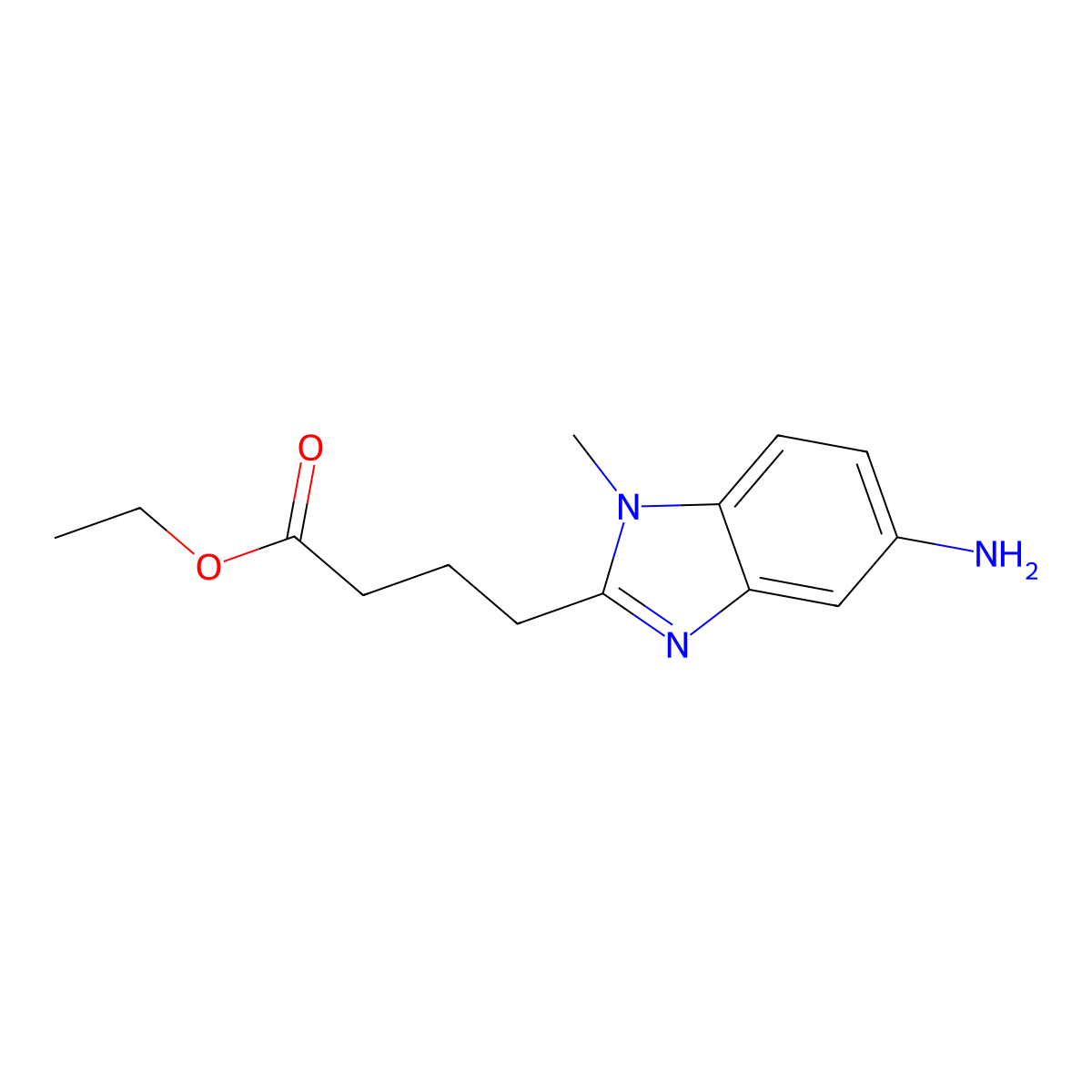Ethyl 5-amino-1-methyl-1H-benzimidazole-2-butanoate molecular structure, CAS 3543-73-5