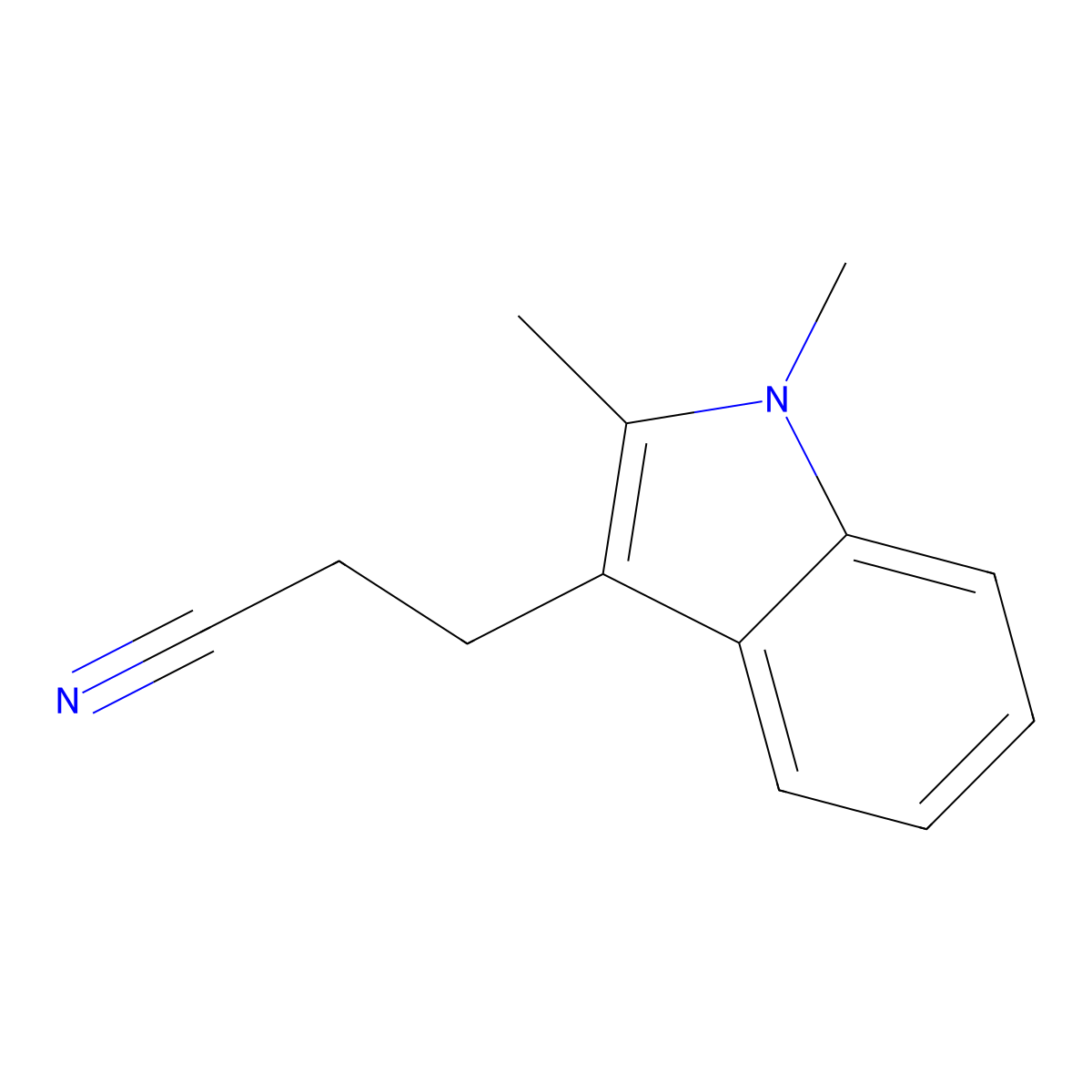 3-(1,2-Dimethyl-1H-indol-3-yl)propanenitrile molecular structure, CAS 35432-05-4