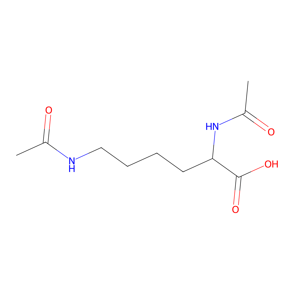 2,6-Diacetamidohexanoic acid molecular structure, CAS 35436-74-9